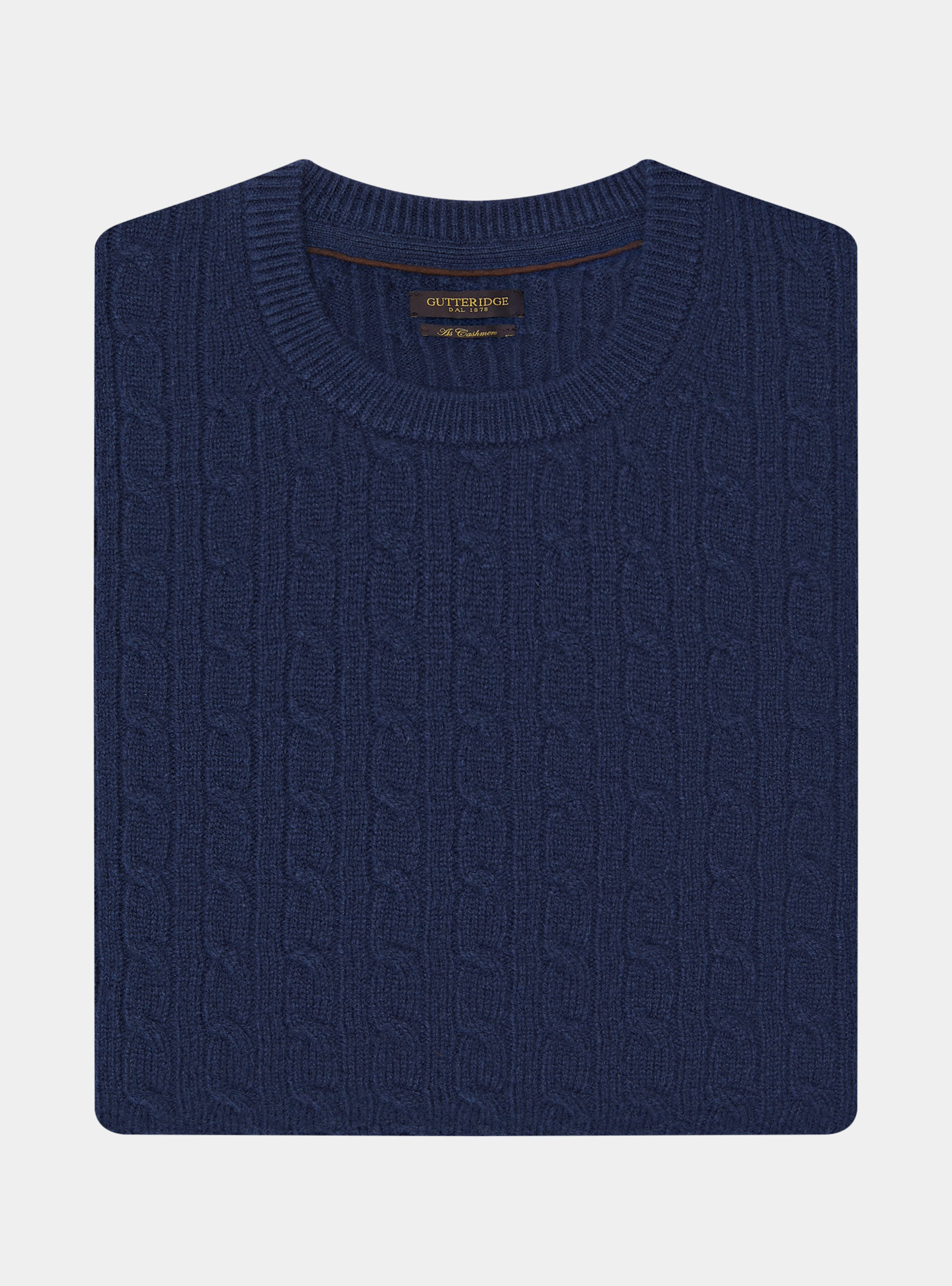 Maglia girocollo con treccia in lana e cashmere, INCHIOSTRO