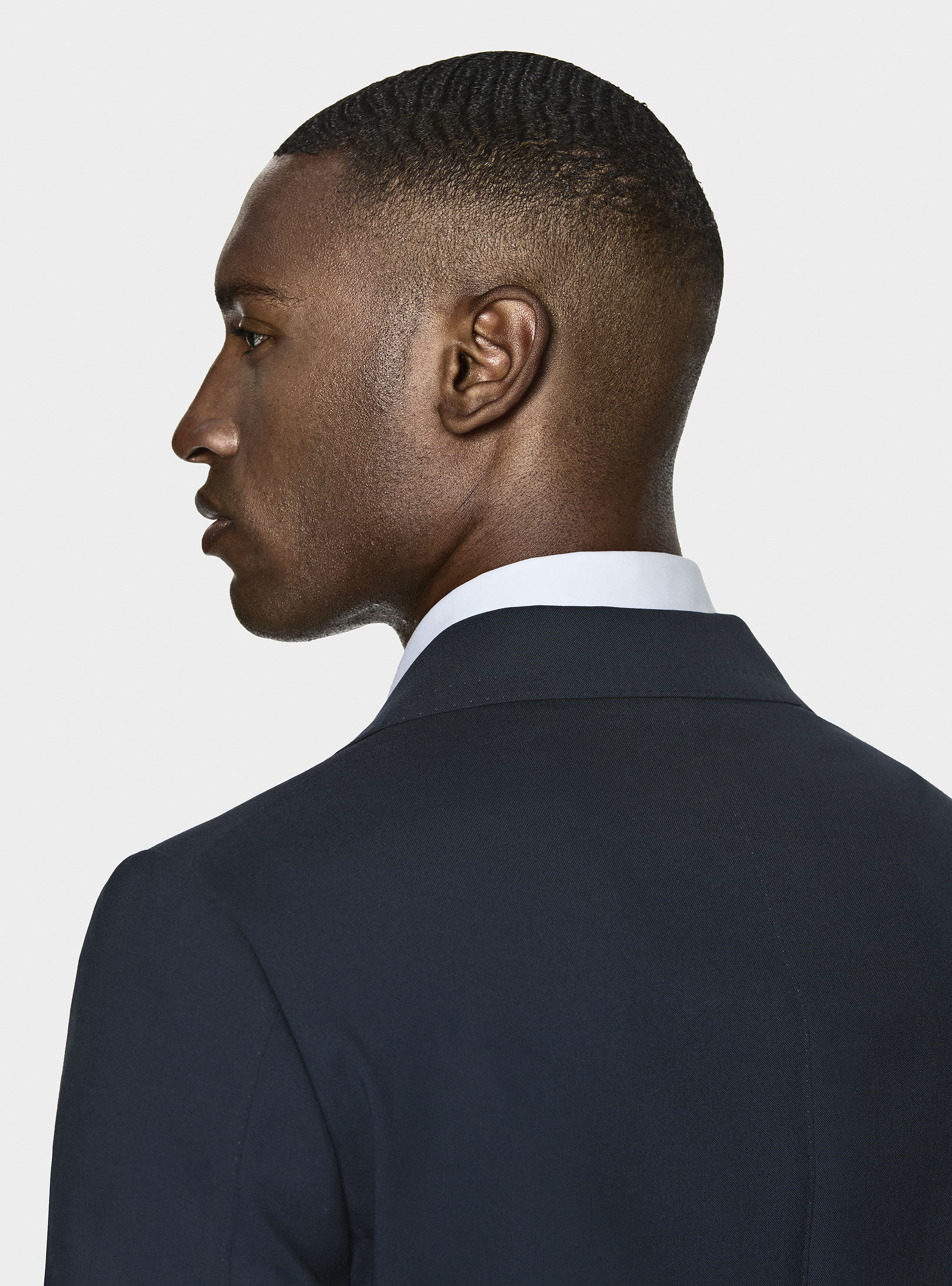 Giacca doppiopetto in lana con bottone metallo, NAVY