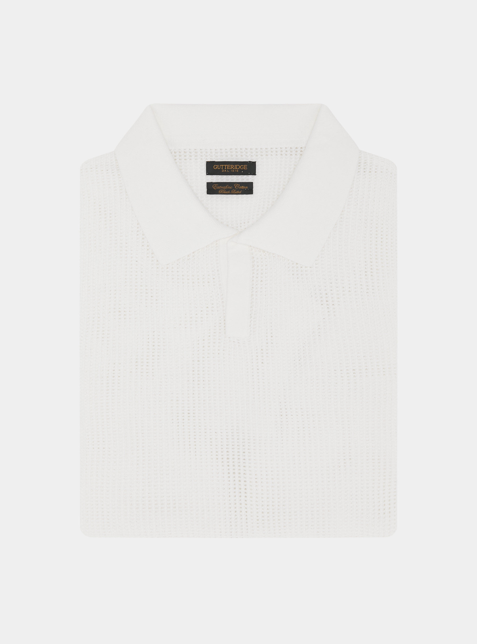 Perforated knit polo shirt, WHITE