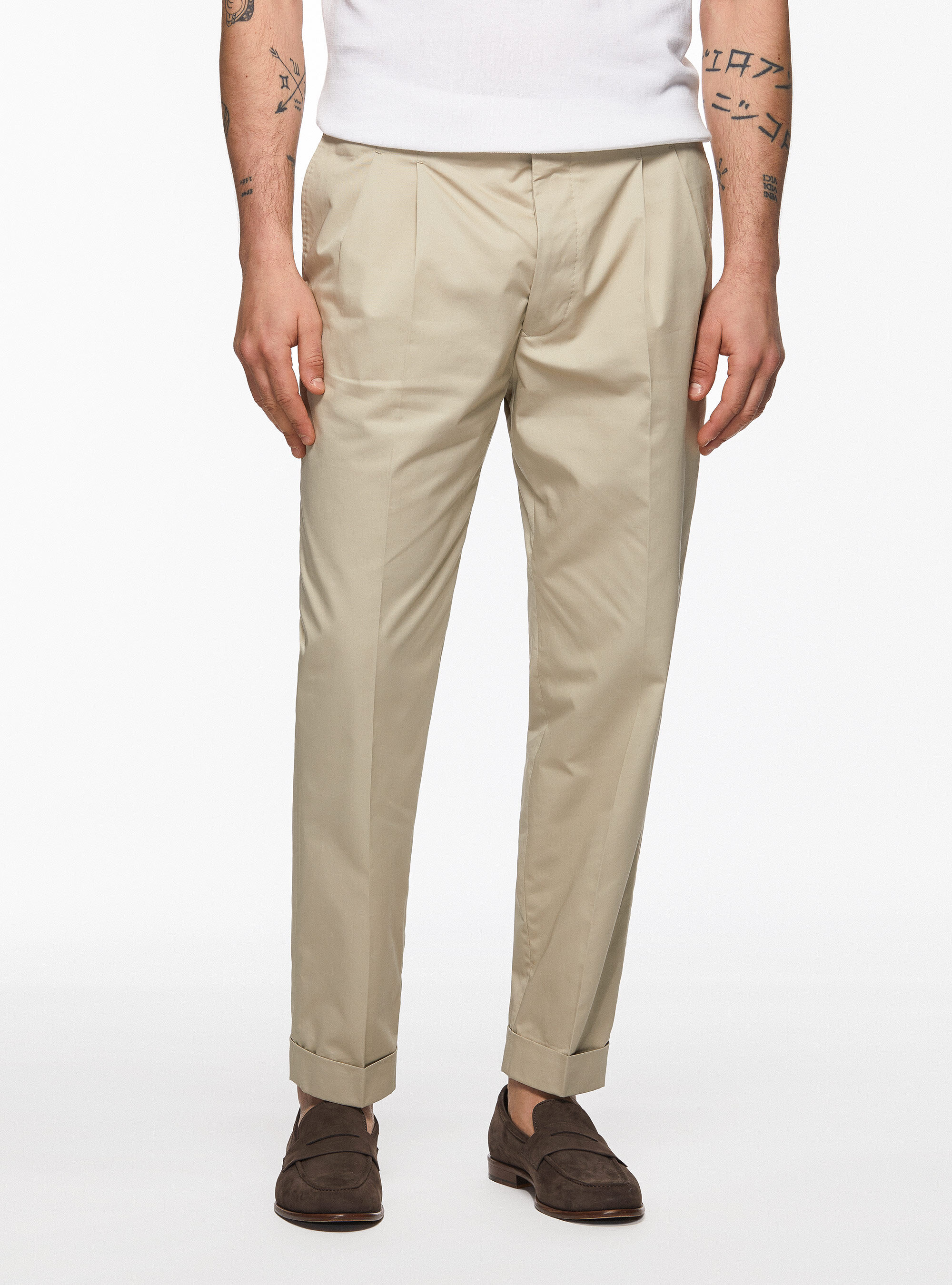 Popeline-Hose mit Bundfalten, SABBIA 0561C