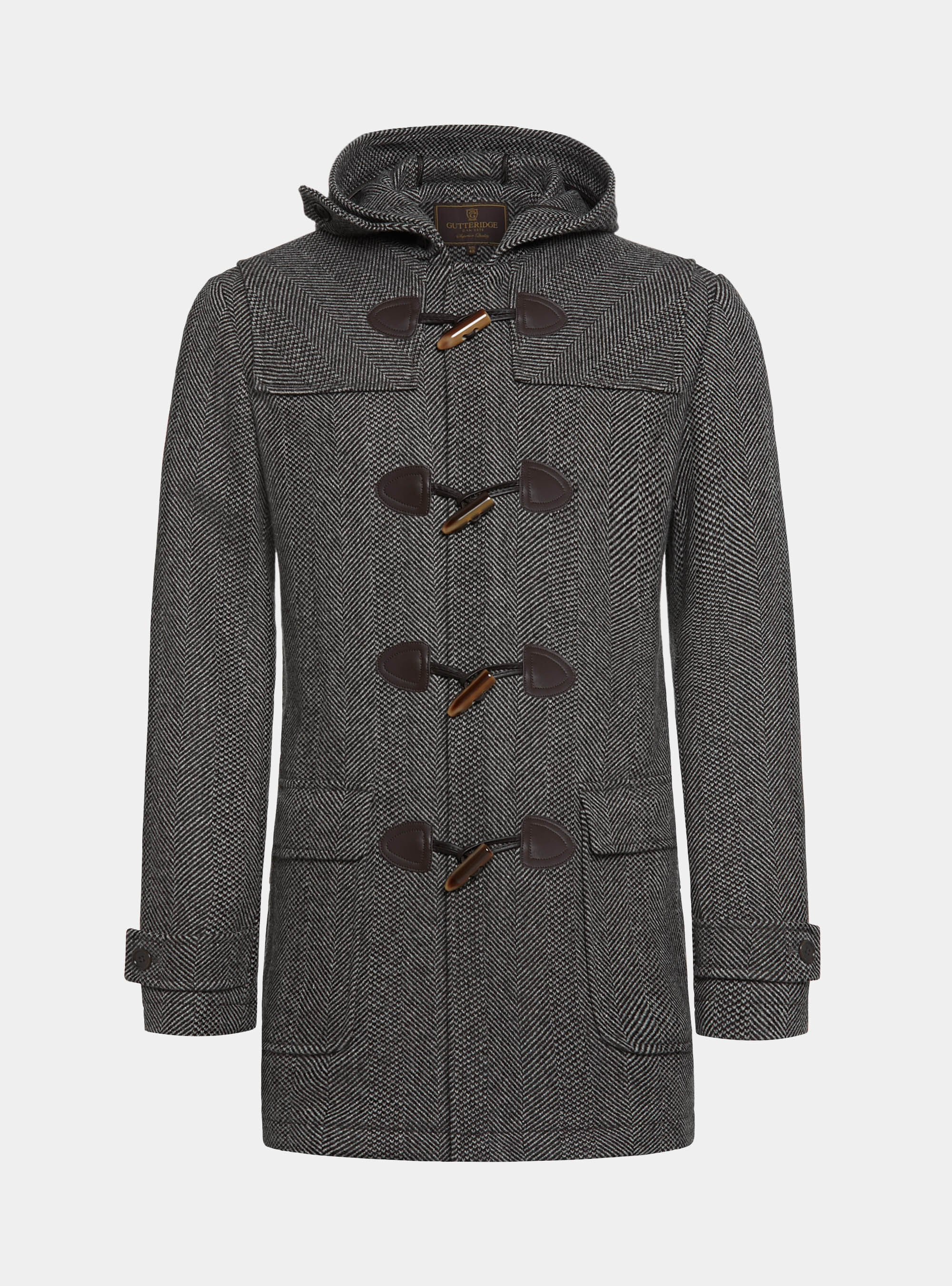 Silk and herringbone wool blend Montgomery duffle coat