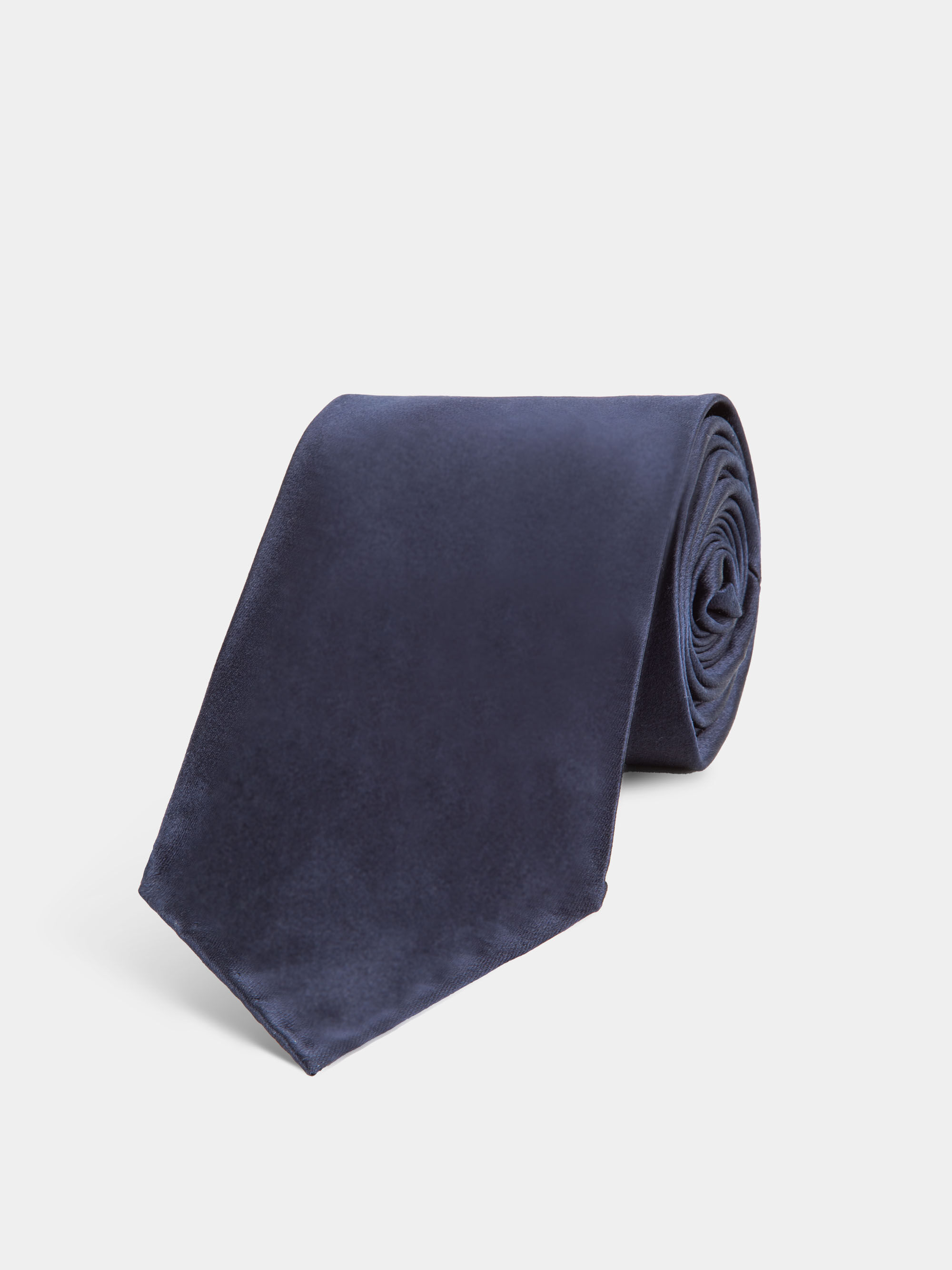 Cravatta tinta unita in pura seta, BLU NAVY
