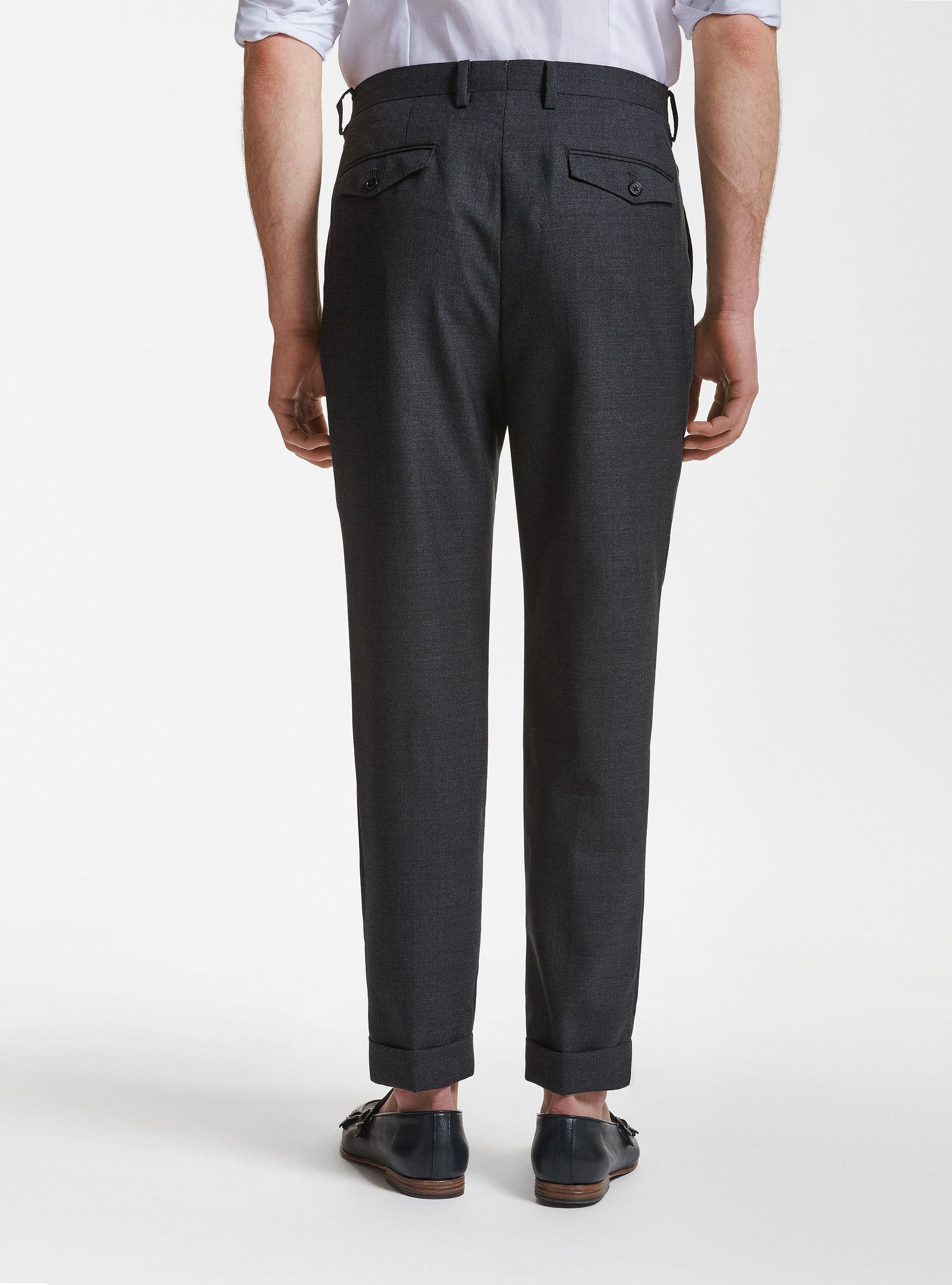 Vitale Barberis Canonico pure wool pleated trousers, ASPHALT GREY