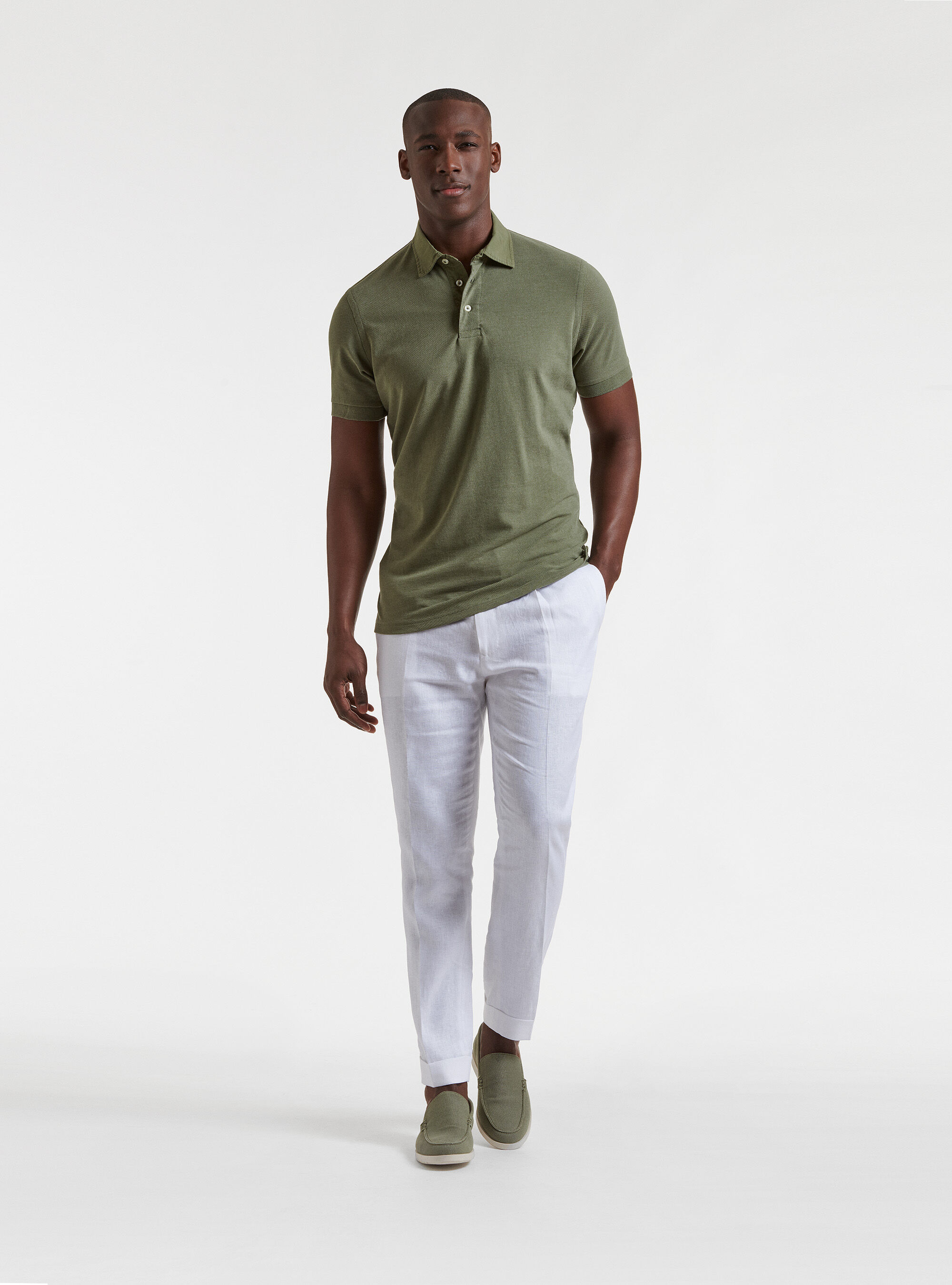 Piqué polo shirt with shirt collar