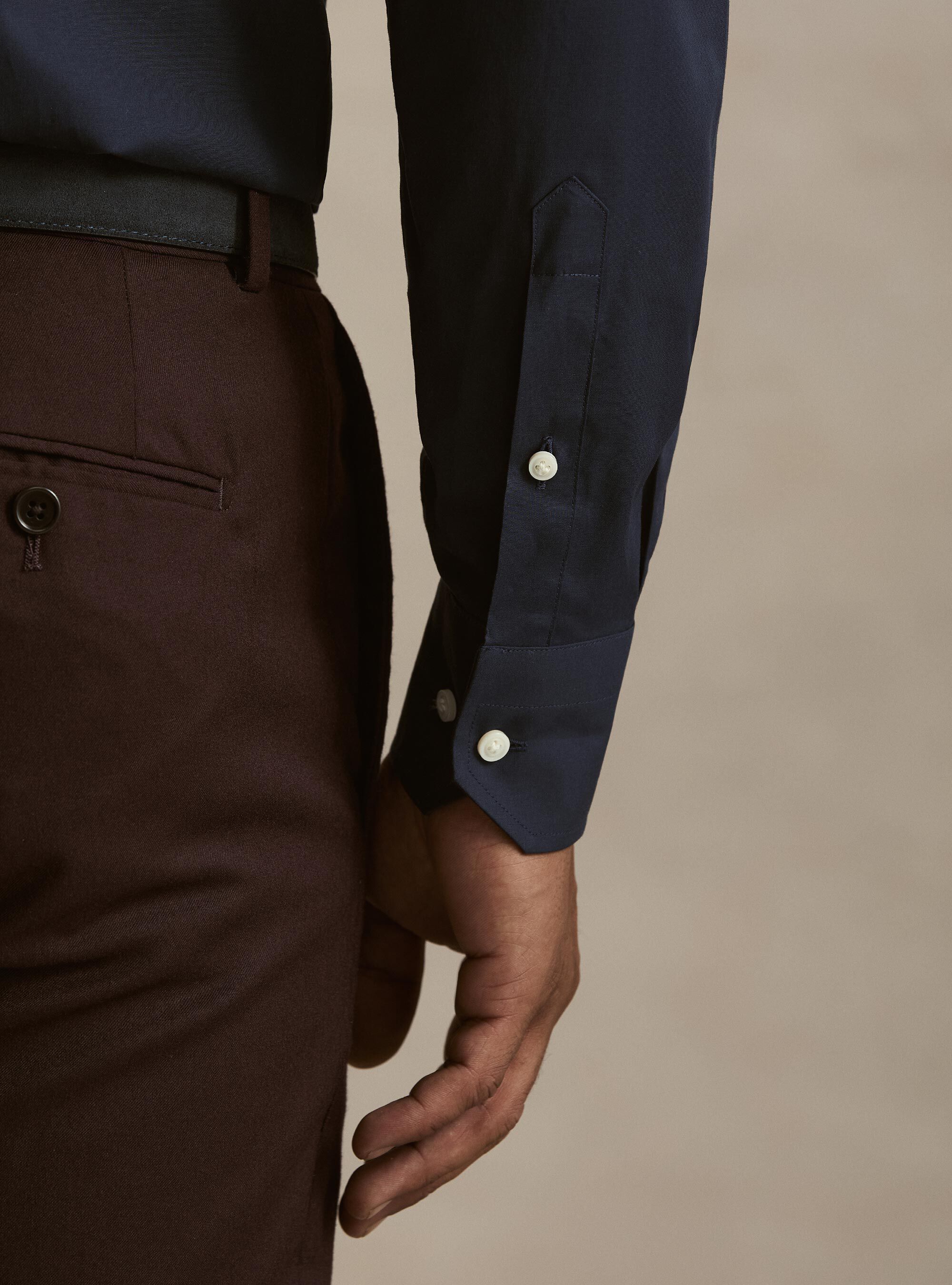Cotton poplin stretch shirt, NAVY BLUE
