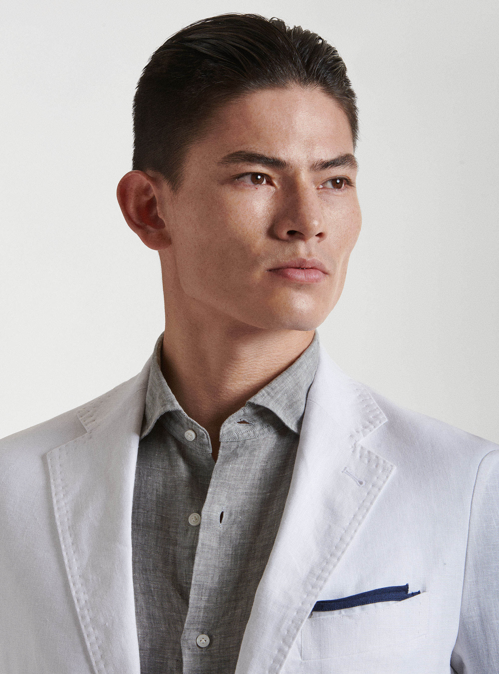 Pure linen suit blazer, WHITE