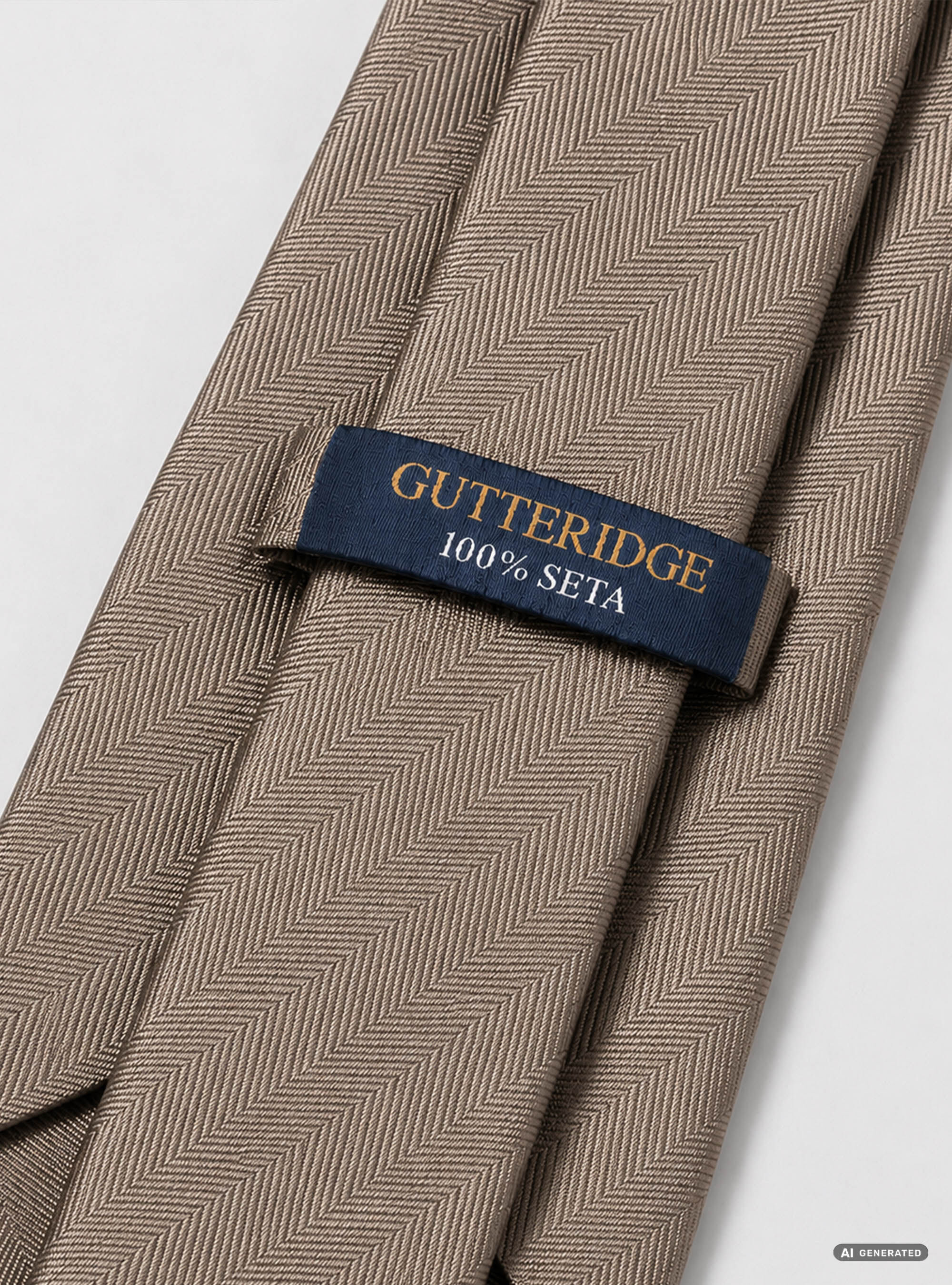 Herringbone silk tie, BROWN