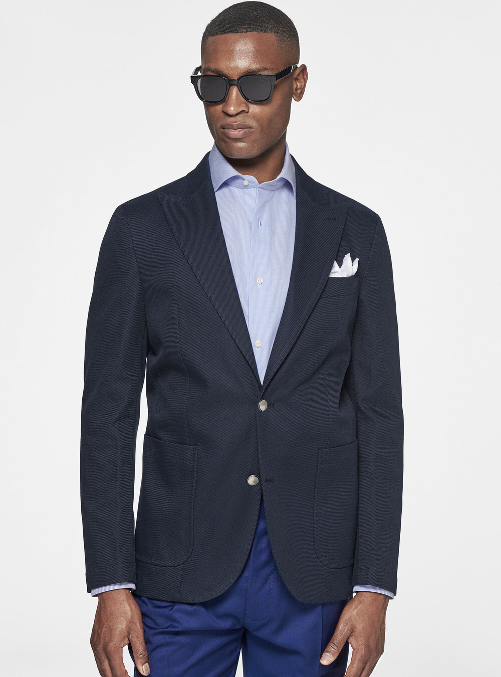 Diagonal cotton blazer - Main Image