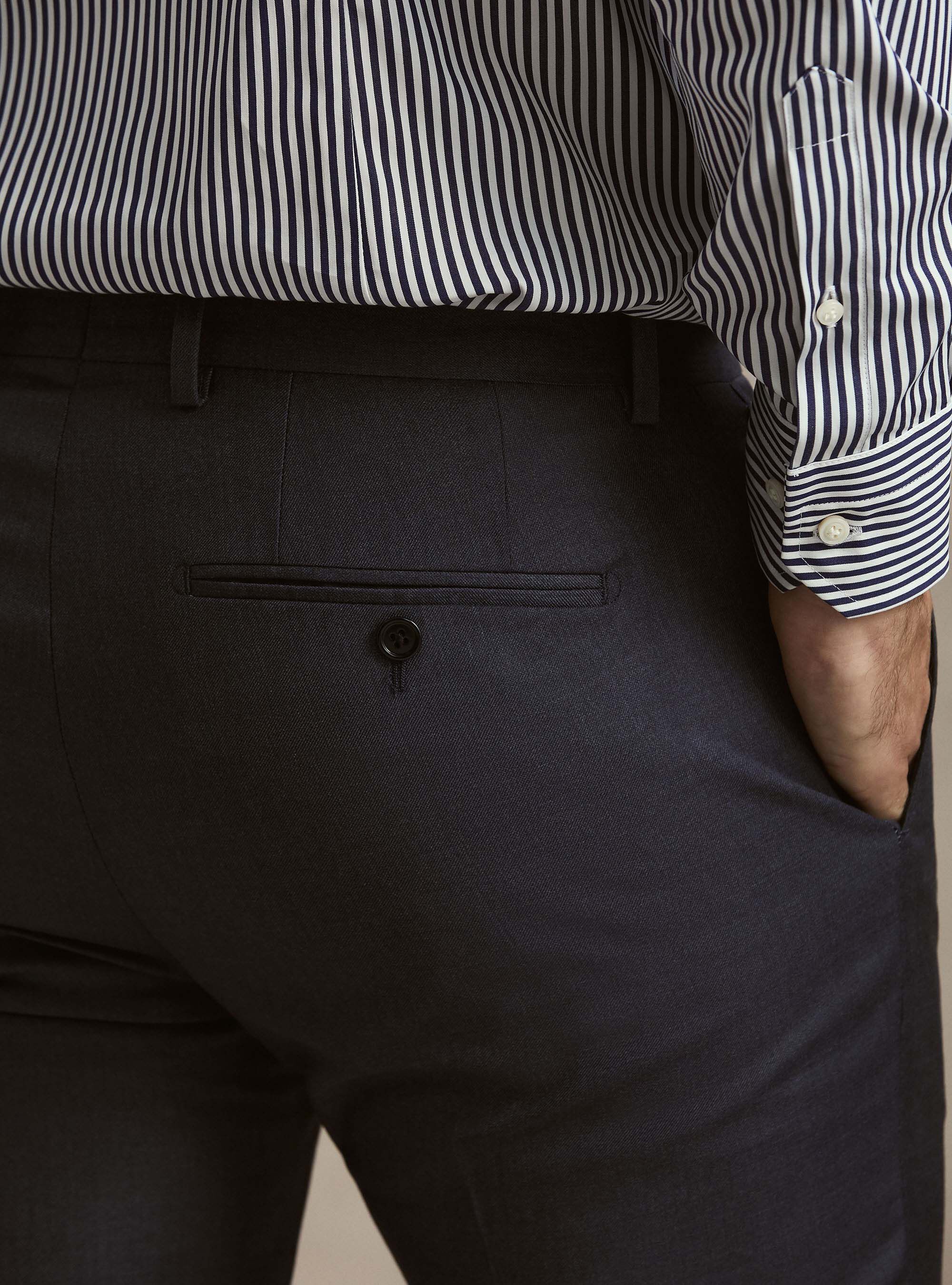 Suit trousers in pure wool by Vitale Barberis Canonico, INK
