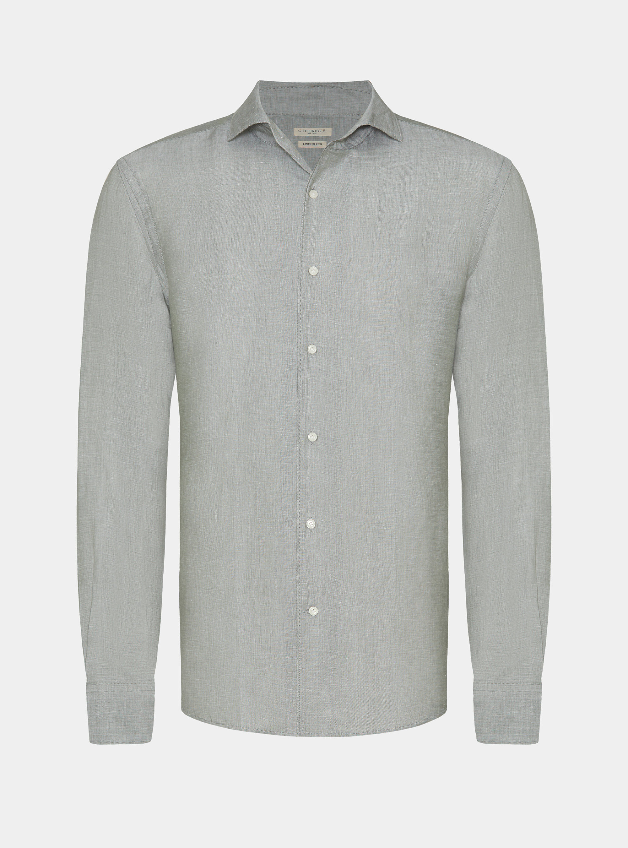 Linen-blend shirt with facing, SALVIA 0602C