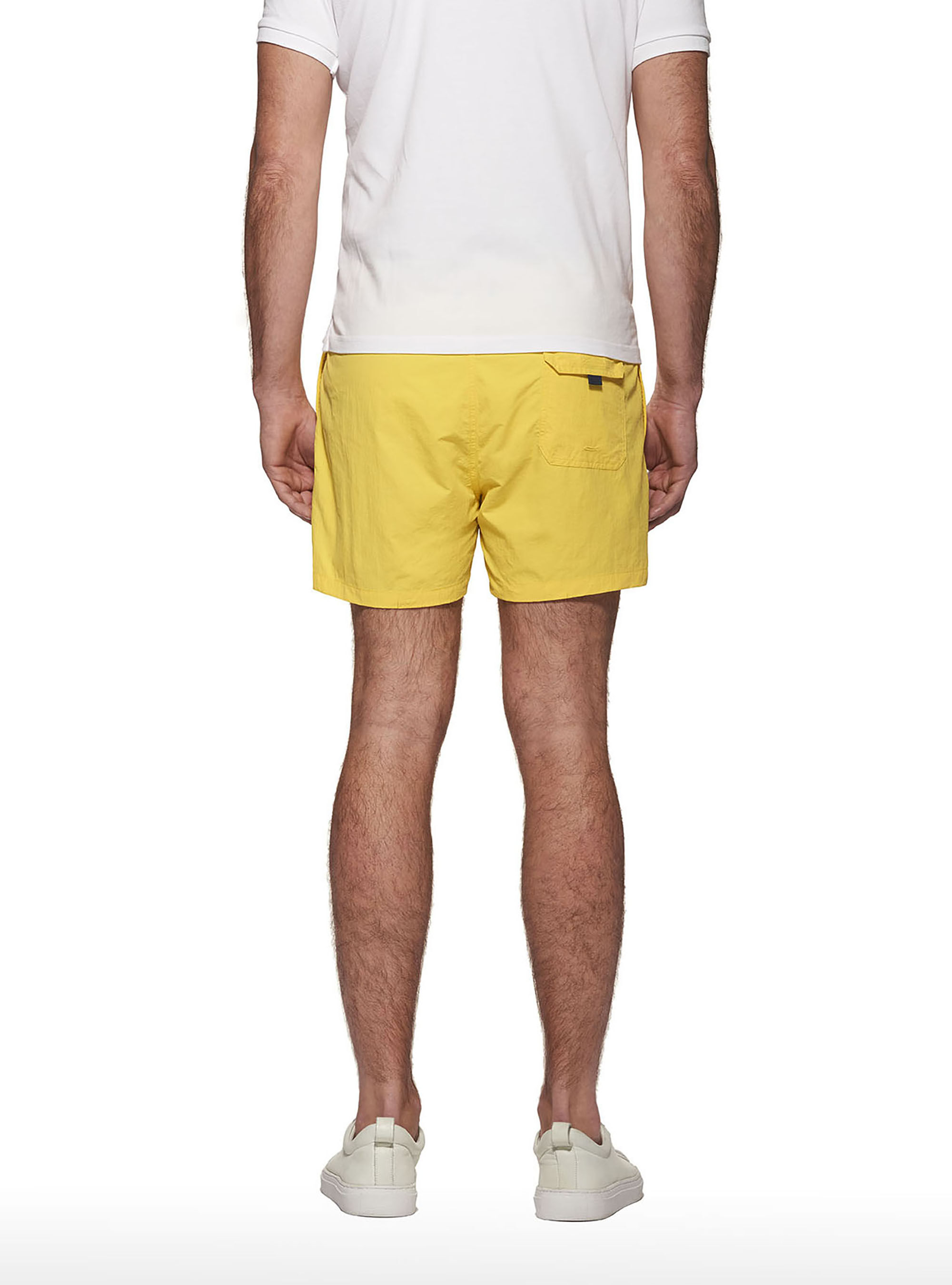 Basic plain colour swimsuit with embroidery, YELLOW