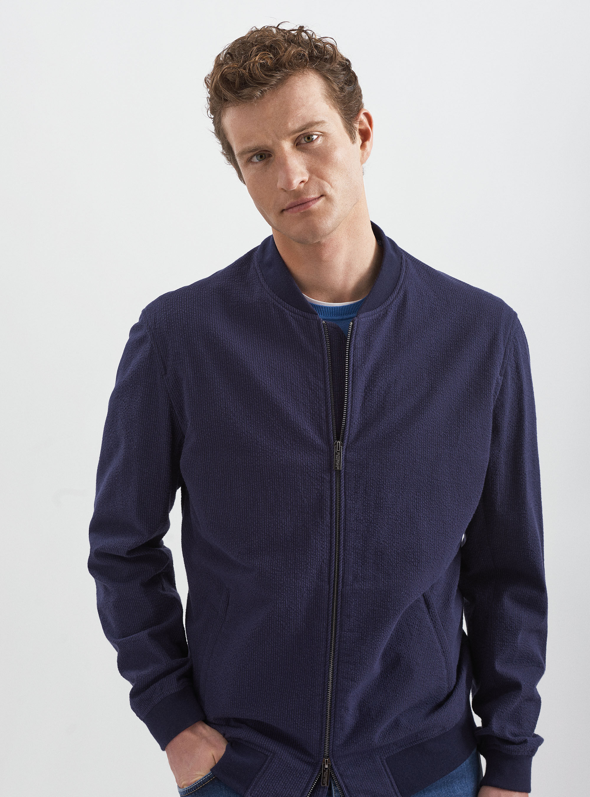 Seersucker sales bomber jacket