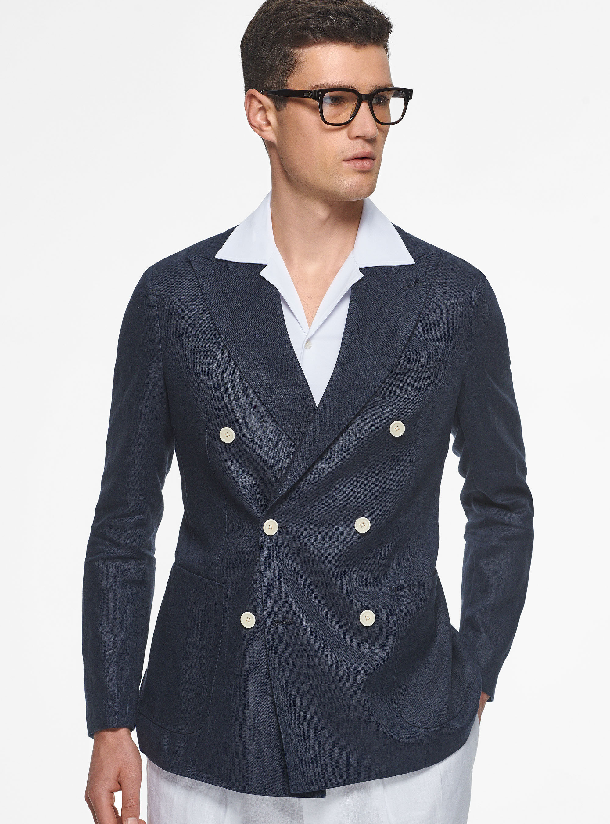 Linen double breasted blazer