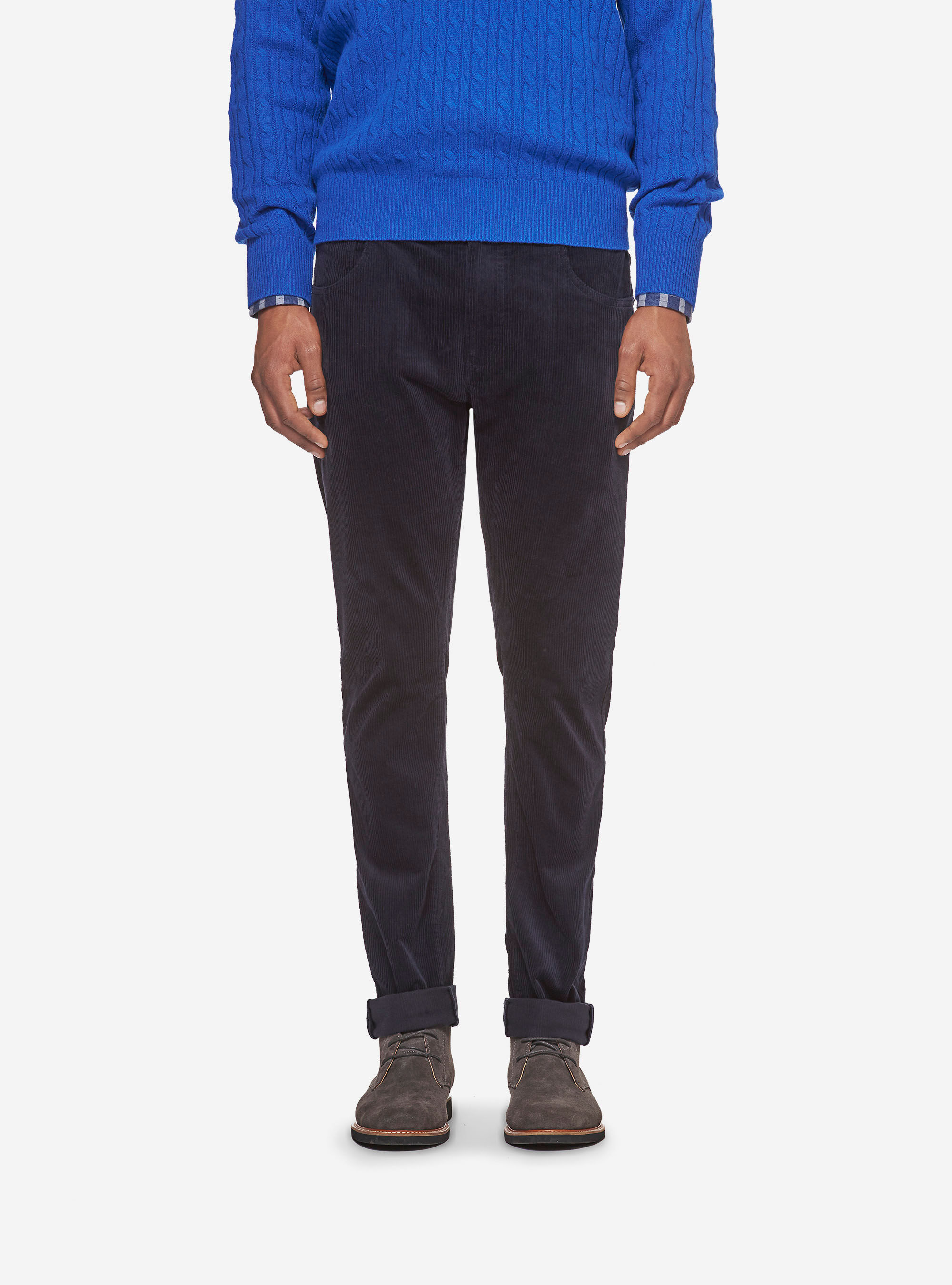 velvet navy trousers