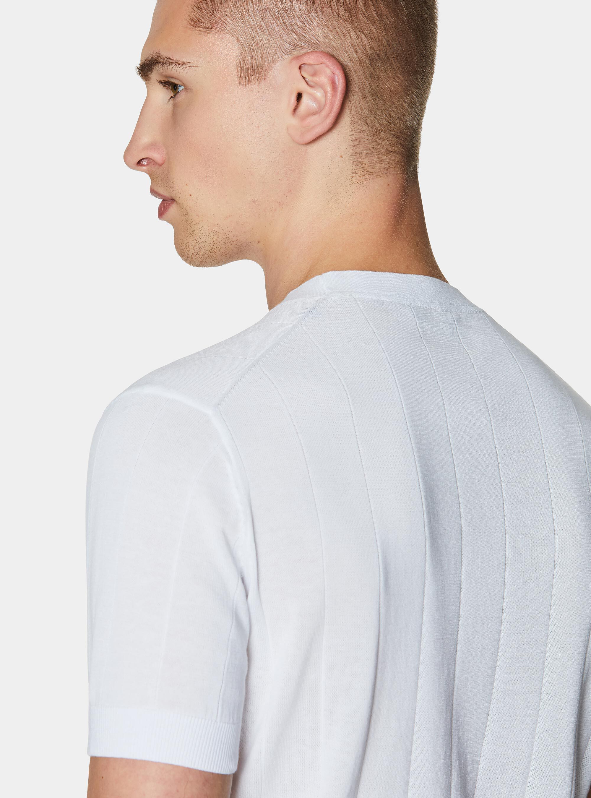 Maglia in puro cotone costa piatta, BIANCO