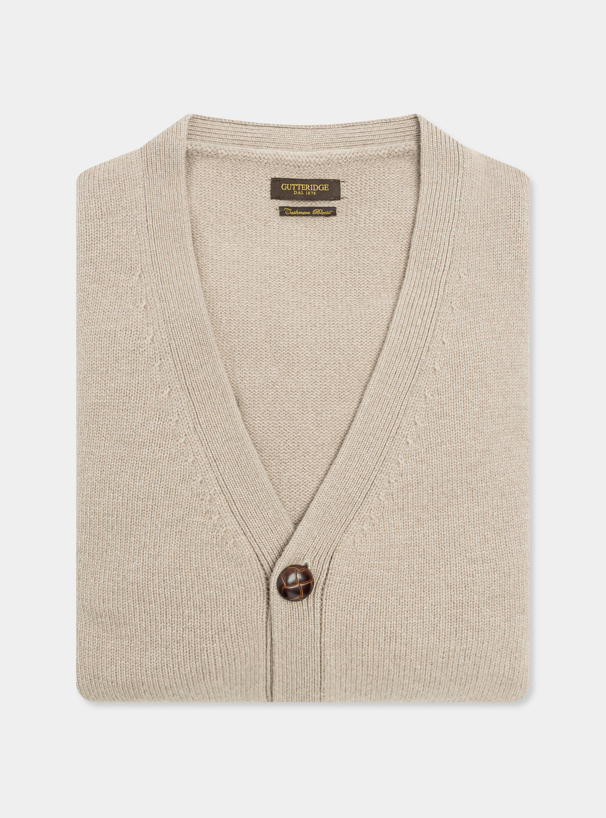 Lambswool and cashmere cardigan, SAND