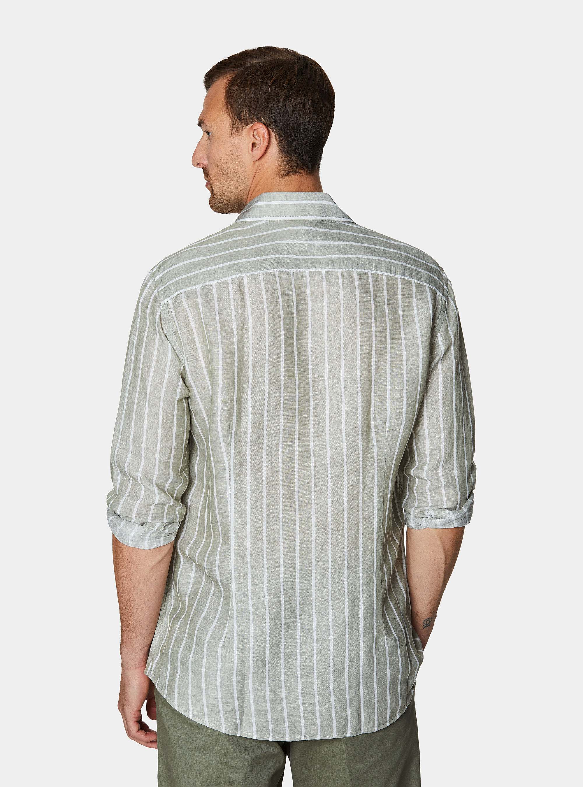 Gestreiftes Hemd aus einer Leinenmischung, SALVIA 0602C