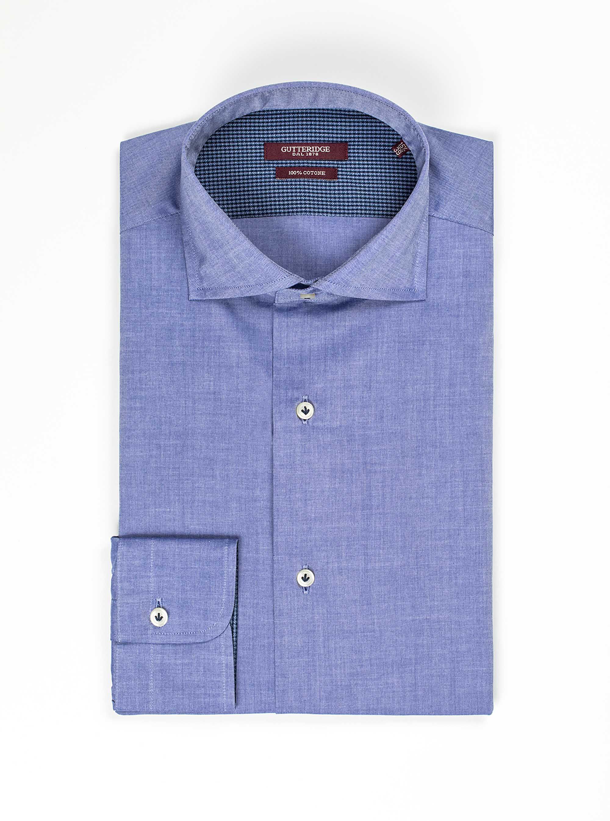Chemise &agrave; col fran&ccedil;ais en popeline de coton, BASALT
