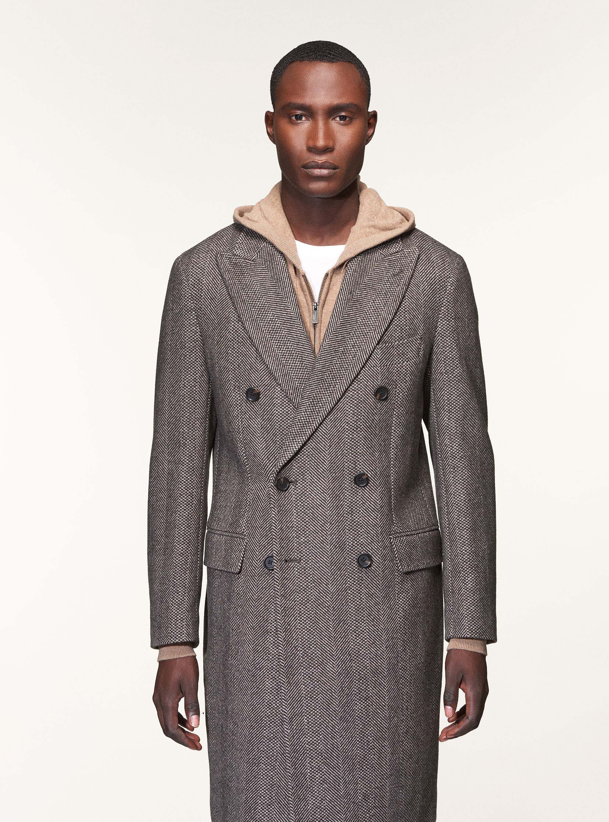 Herringbone wool blend coat | GutteridgeUS | Men's catalog