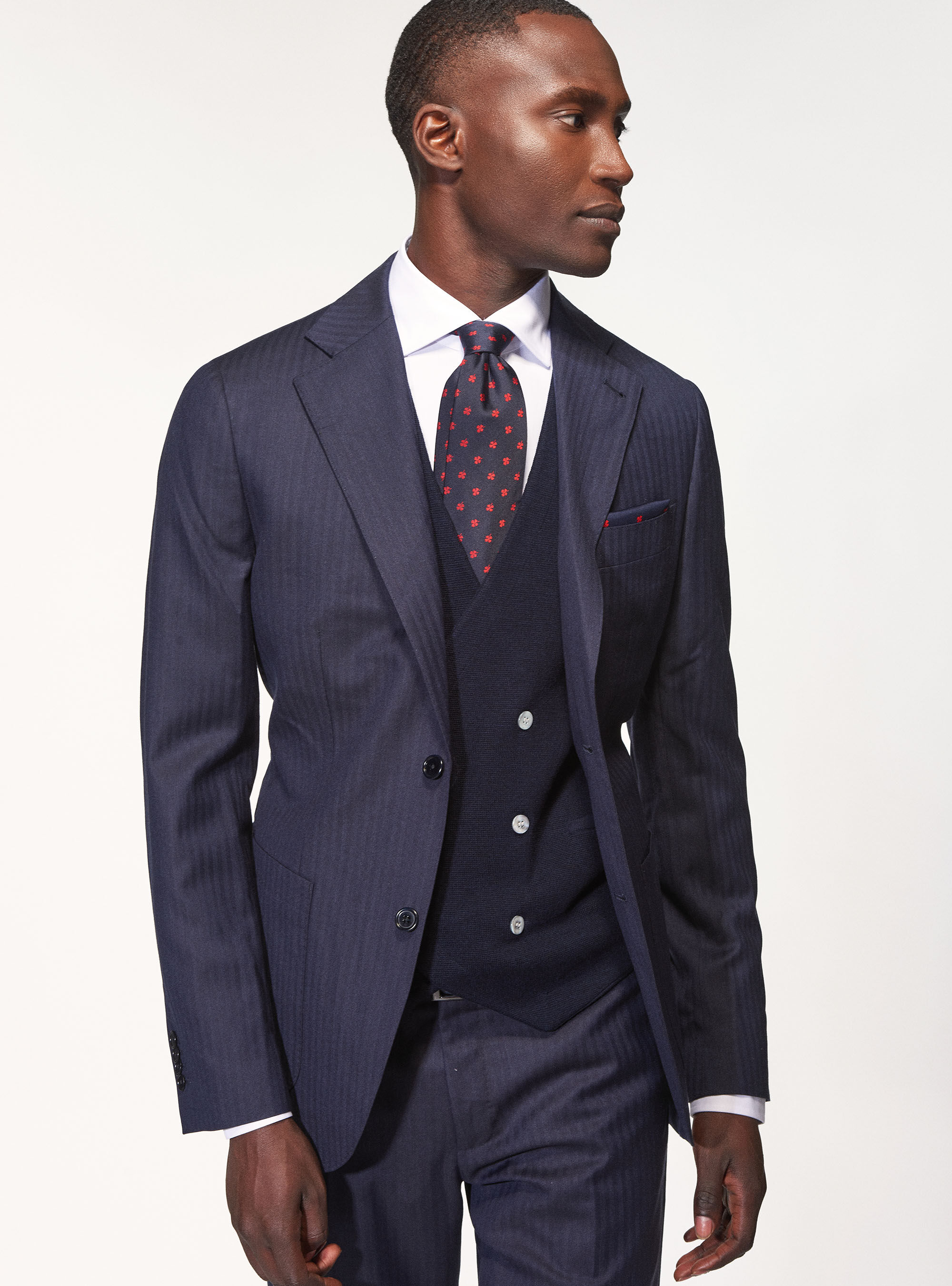 Suit blazer in superfine herringbone wool 110 s Vitale Barberis