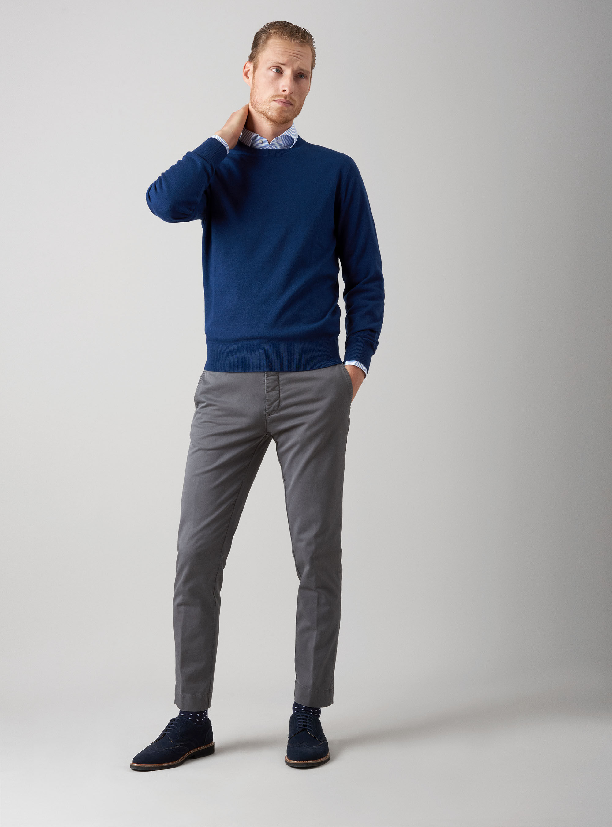 Gray pants deals blue sweater