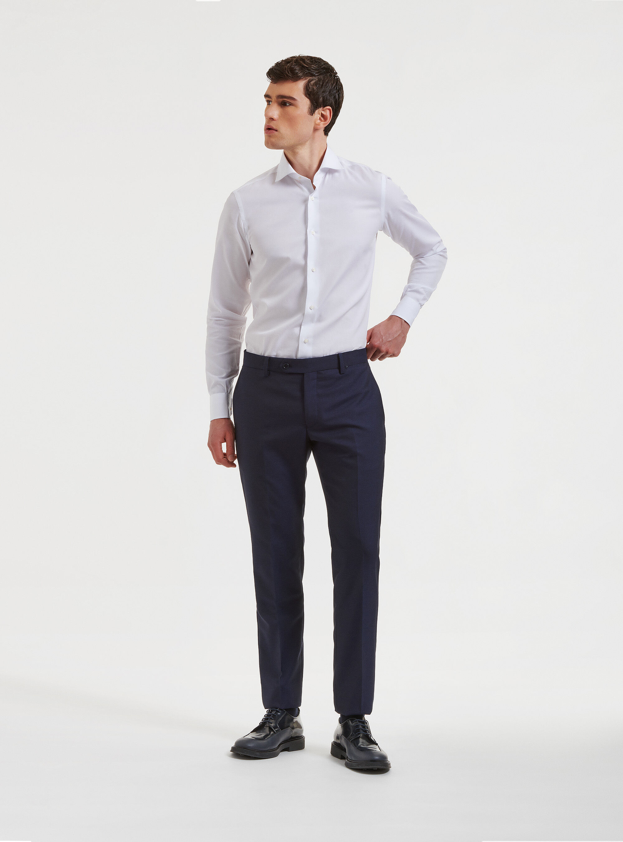 Pantaloni per abito in pura lana Vitale Barberis Canonico, BLU NAVY