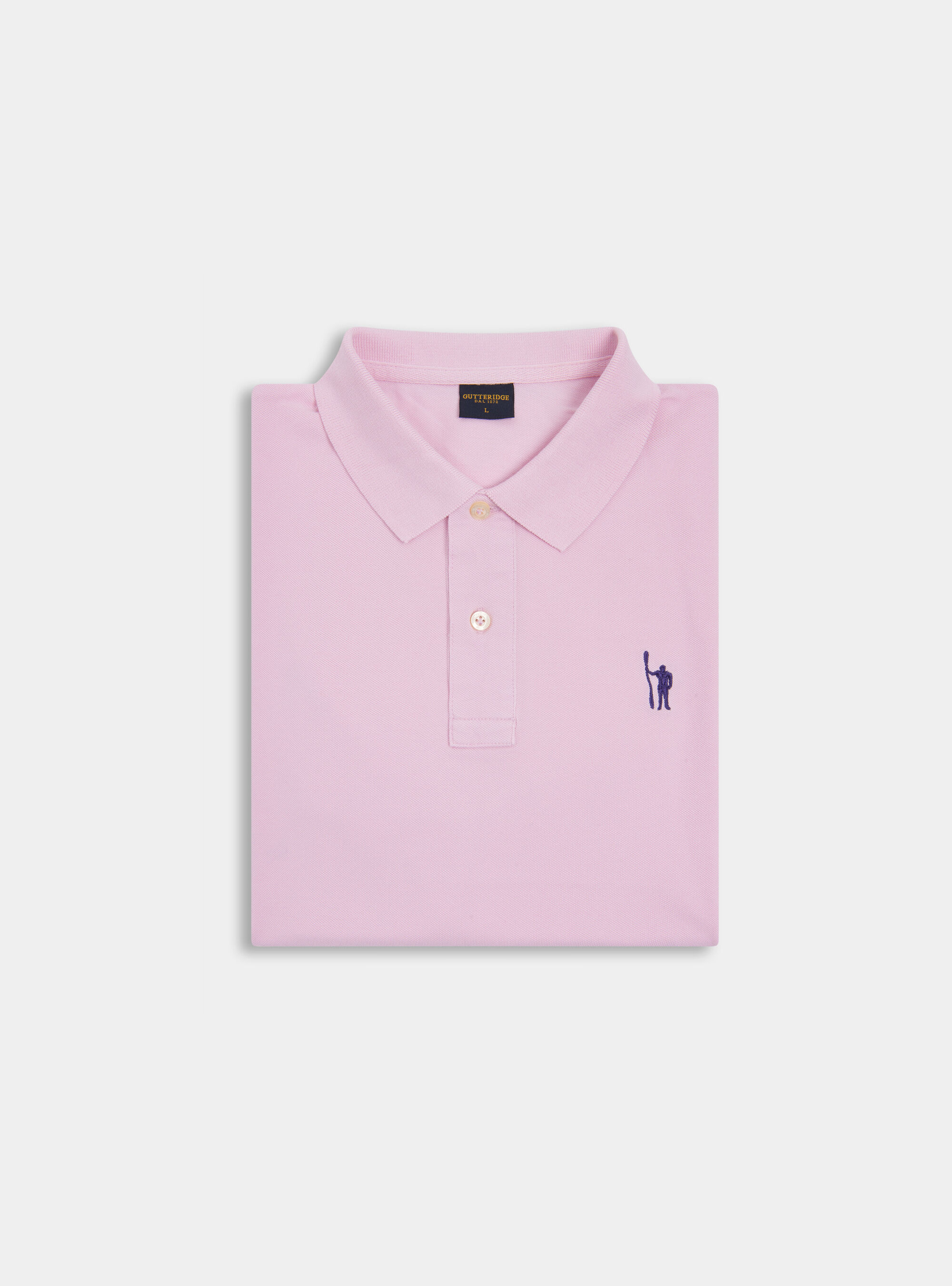 Classic cotton pique polo with embroidery, PINK