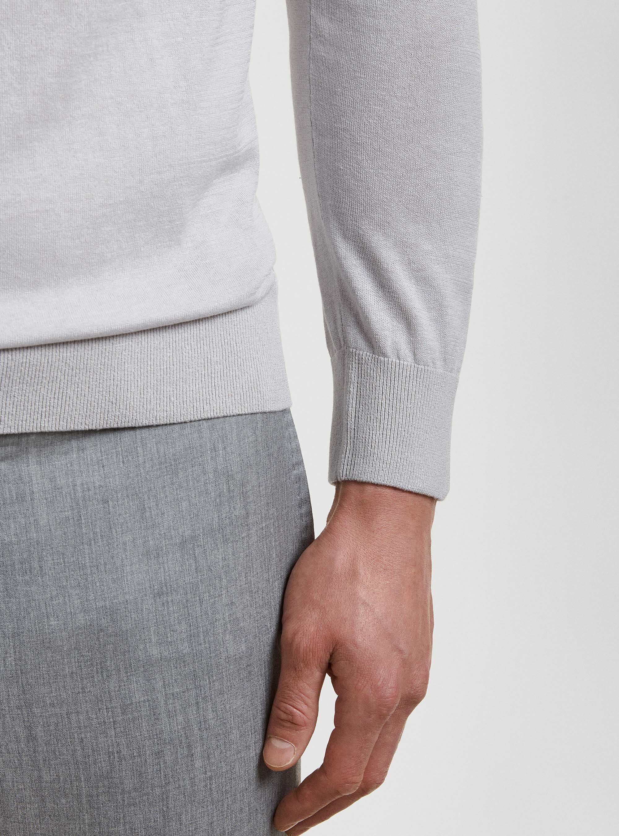 Maglia girocollo in seta e cotone, GRIGIO CHIARO MELANGE