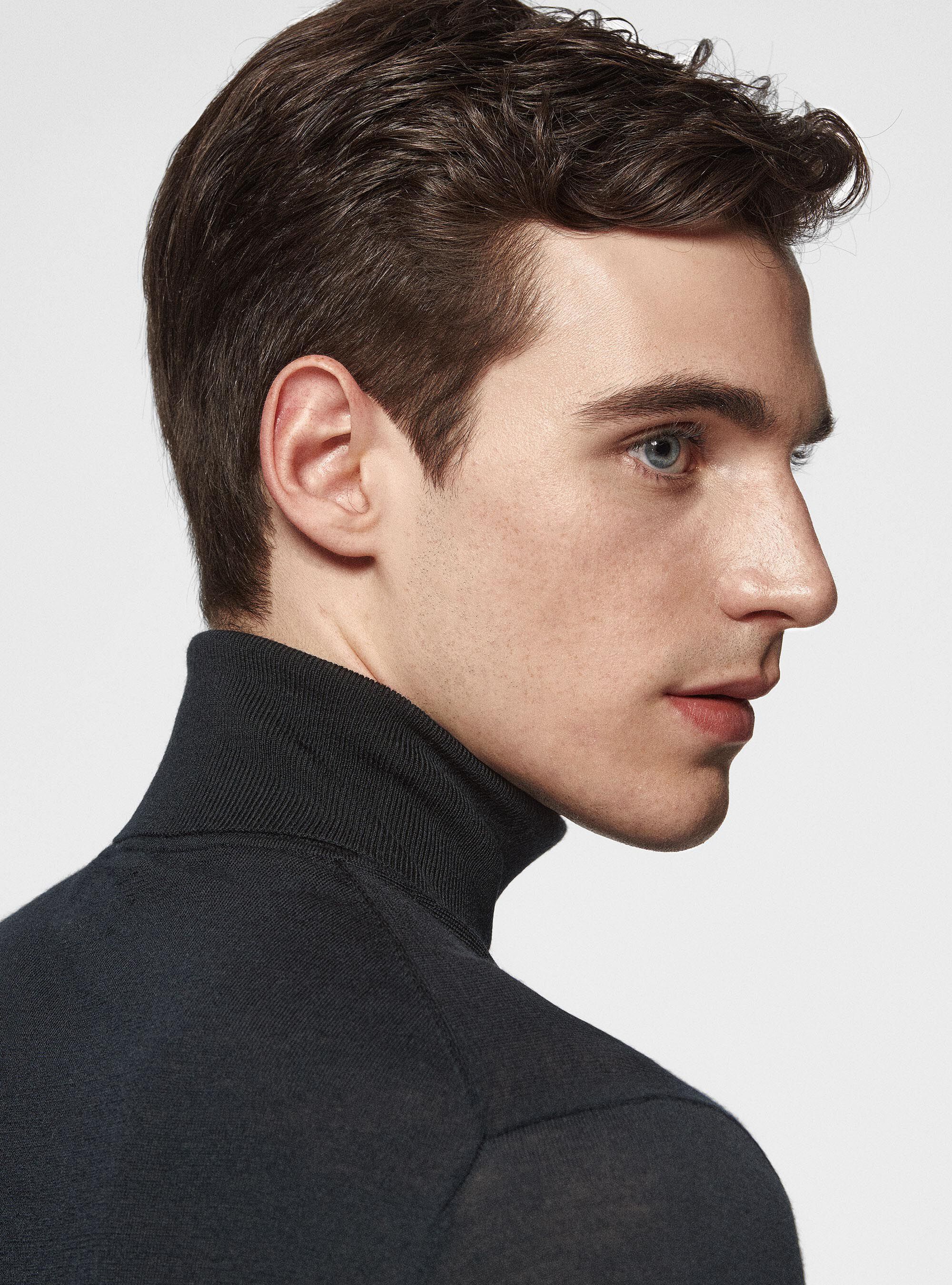 Turtleneck in pure extra-fine merino wool, BLACK