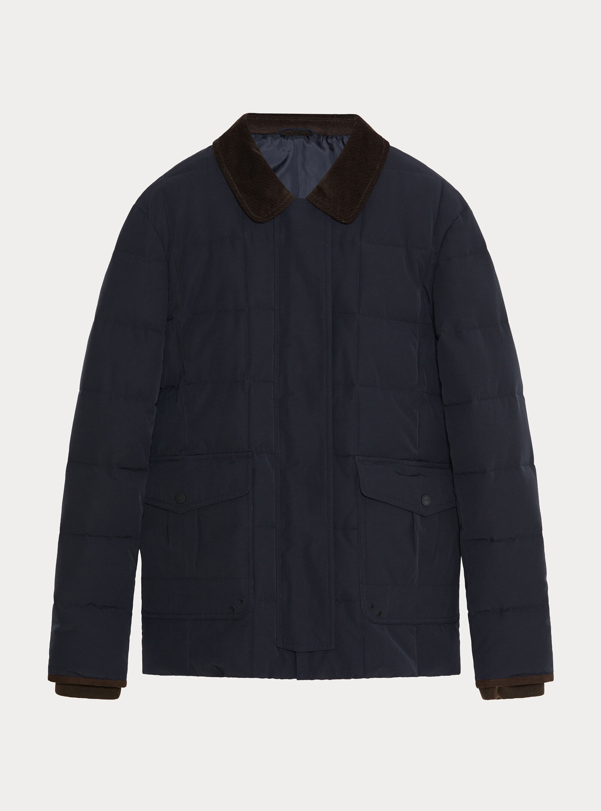 Giubbino classico trapuntato con collo camicia, BLU NAVY