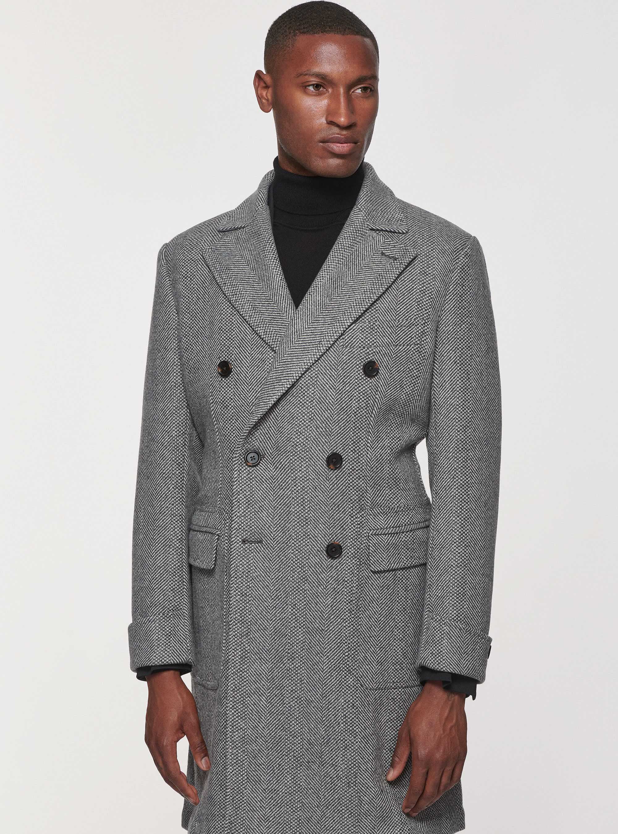 Double-breasted coat in herringbone wool blend | Gutteridge | Men's Sale