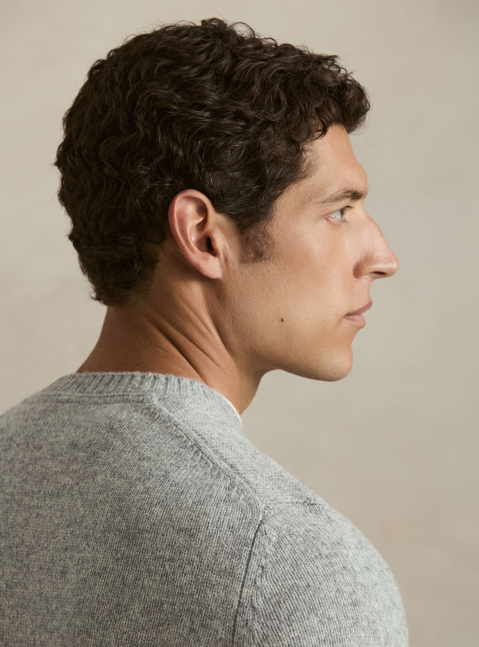 Pure Shetland wool crewneck sweater, LIGHT GREY MELANGE