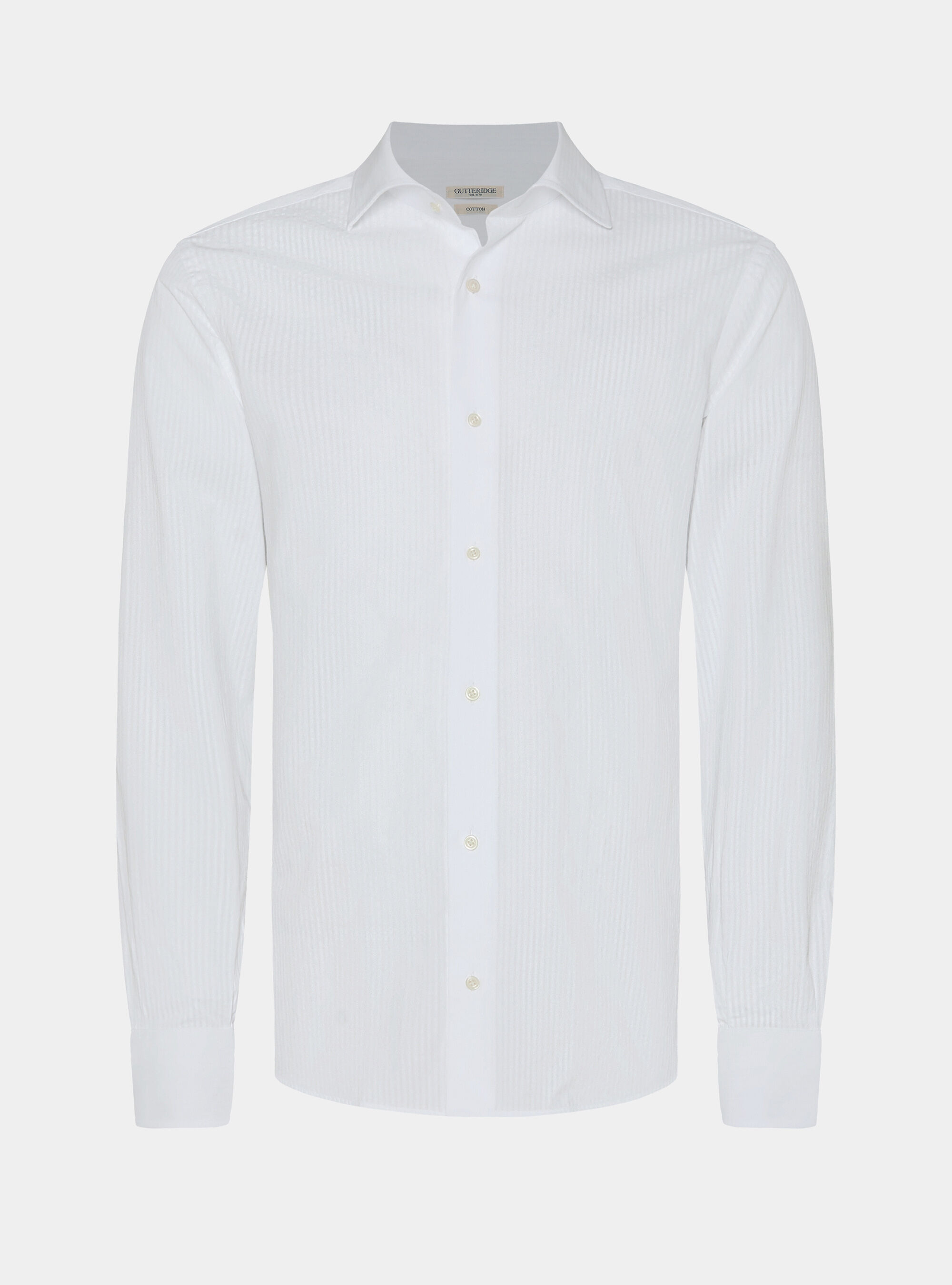 Camicia in cotone seersucker, BIANCO