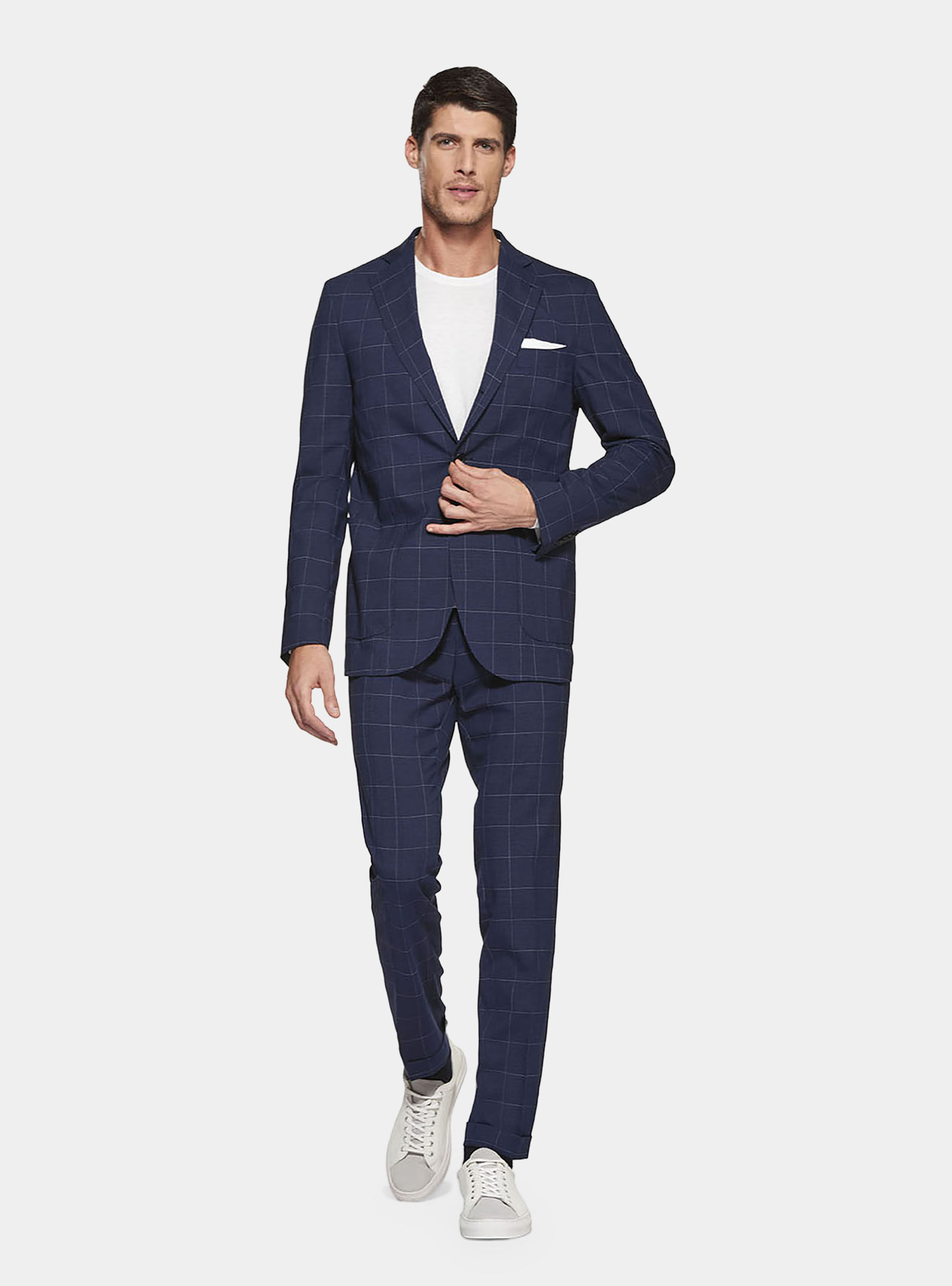 Wool plaid suit blazer, BLUE