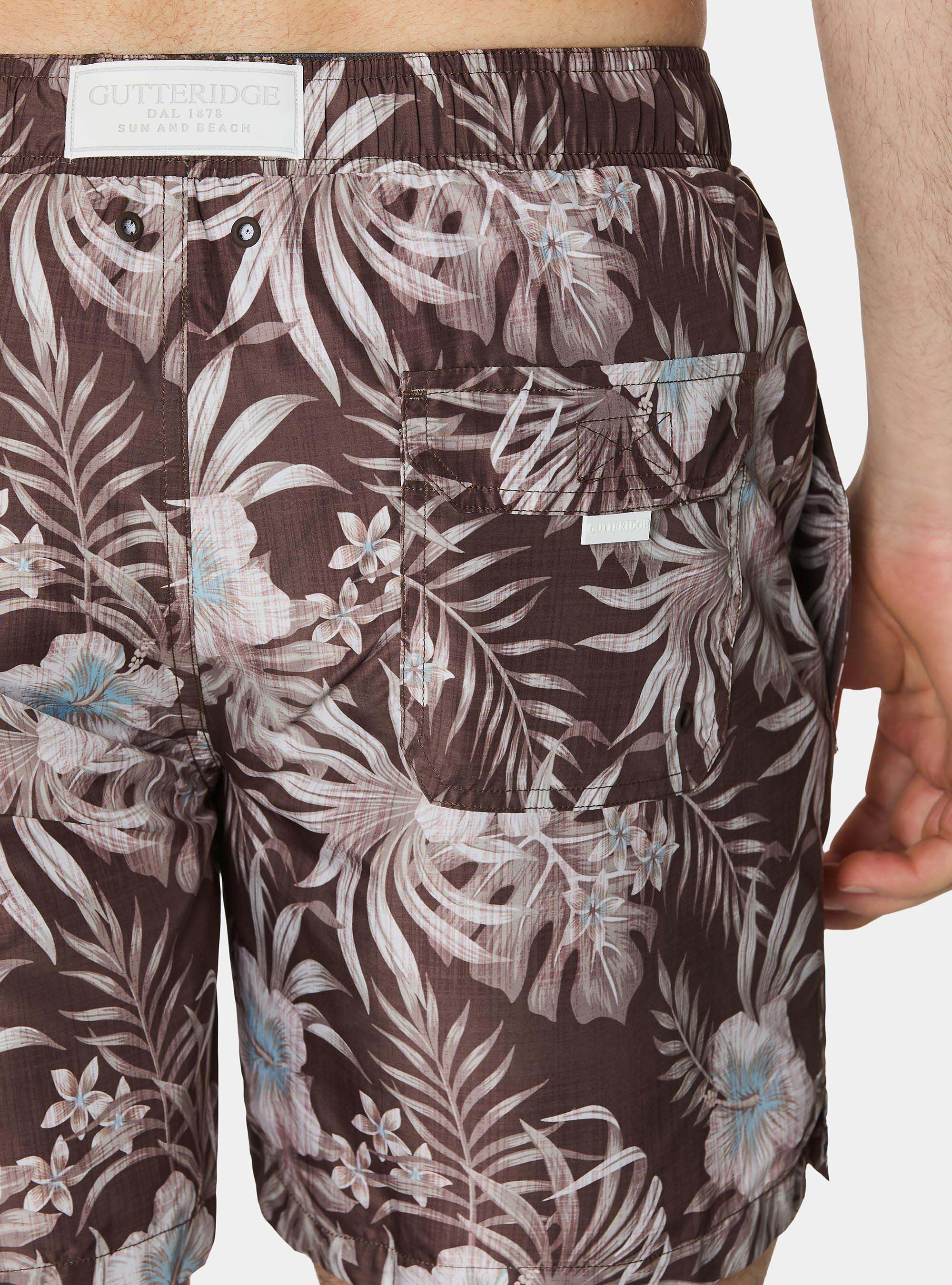 Costume da bagno stampato con fiori, BROWN