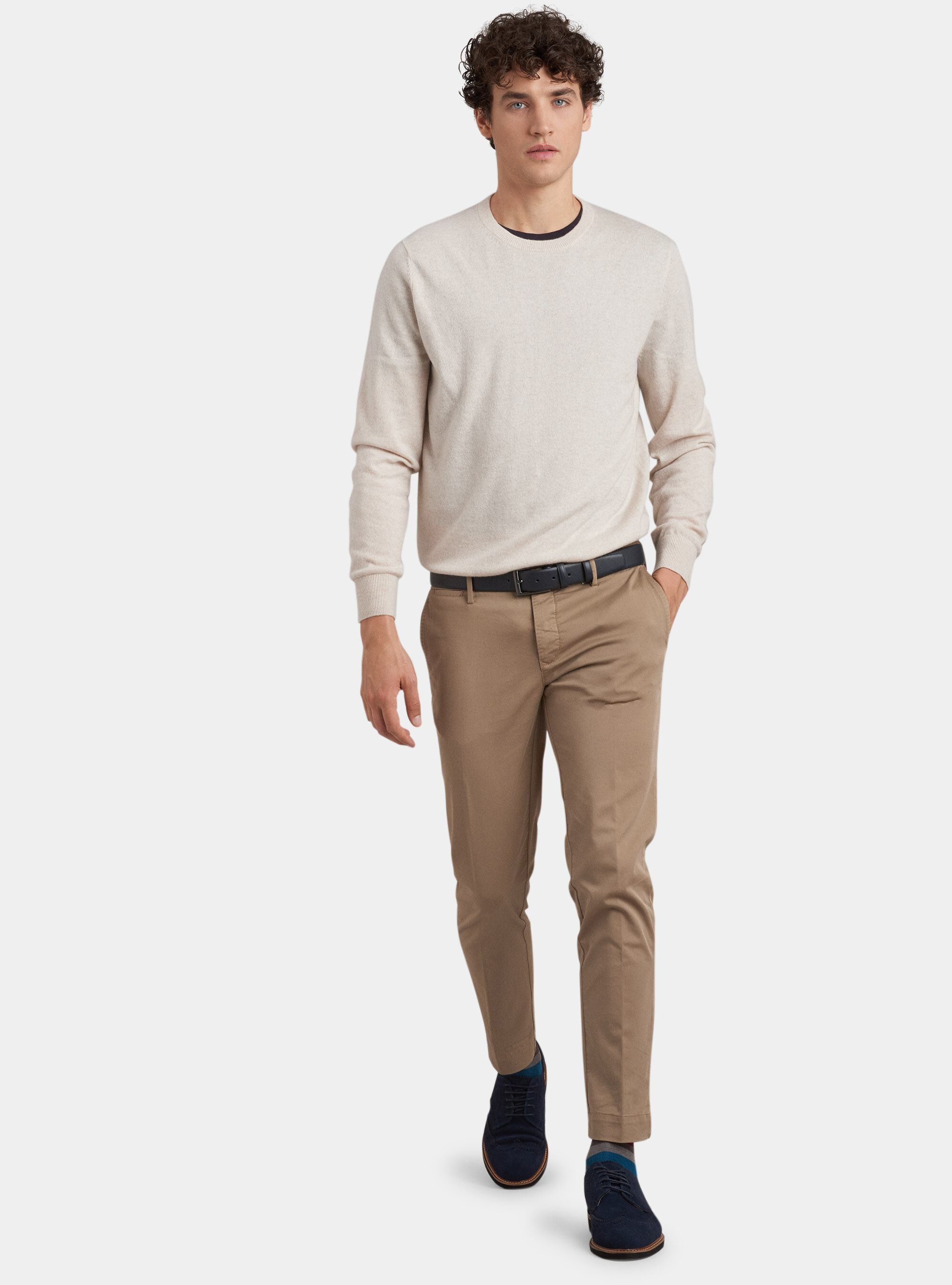 Crew-neck sweater 100% cashmere, OFF-WHITE