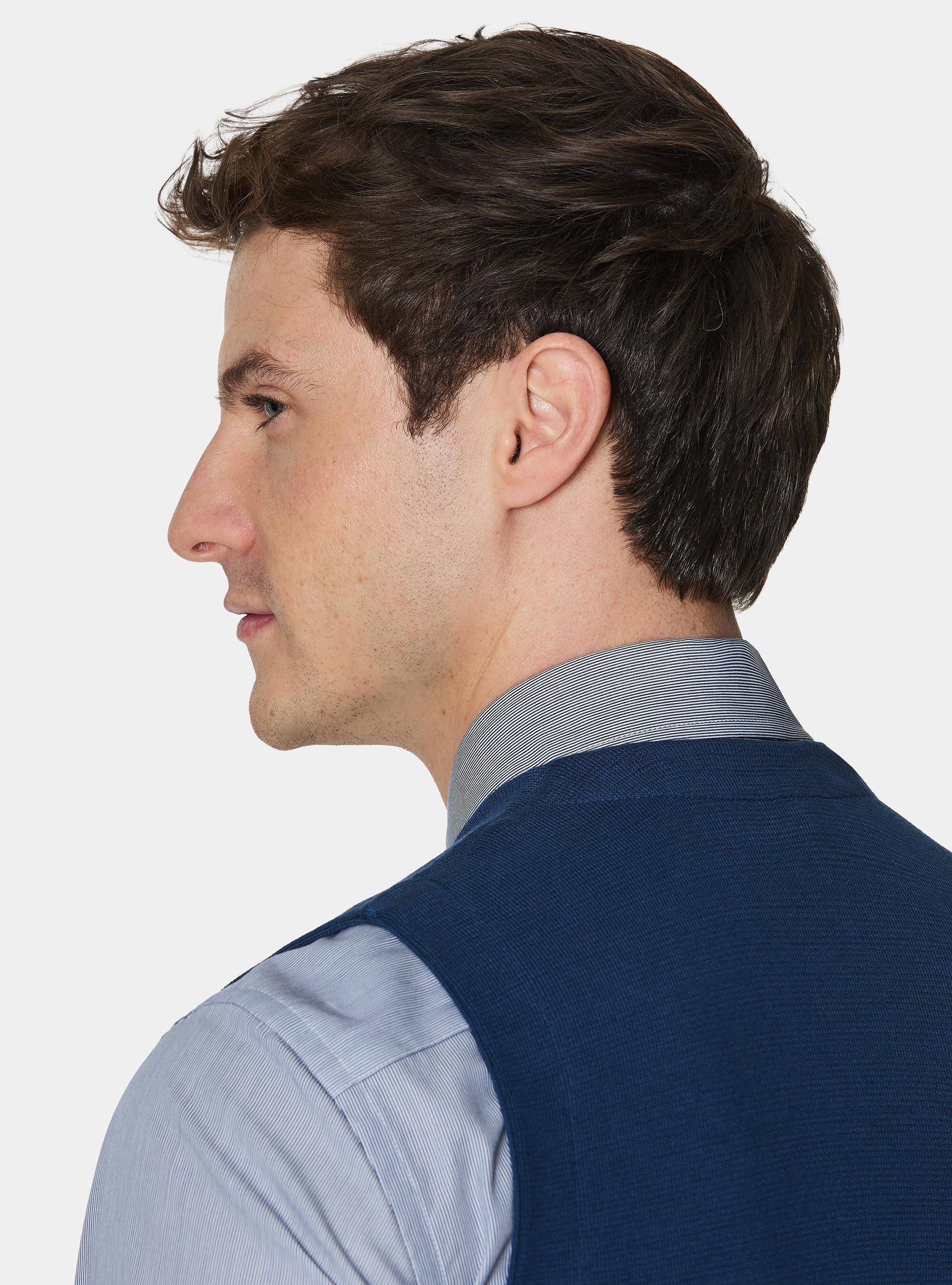 Gilet doppiopetto in maglia di cotone, INCHIOSTRO