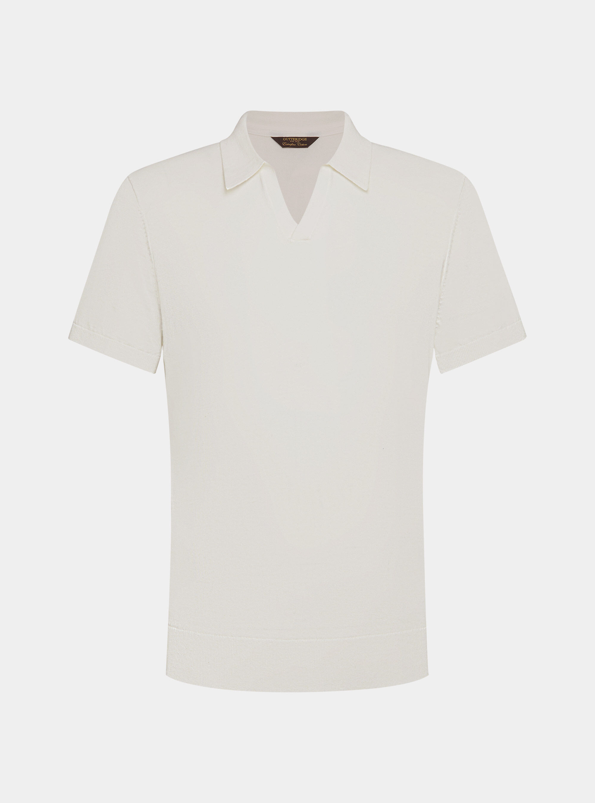 Polo in maglia senza bottoni in cotone extrafine, BIANCO