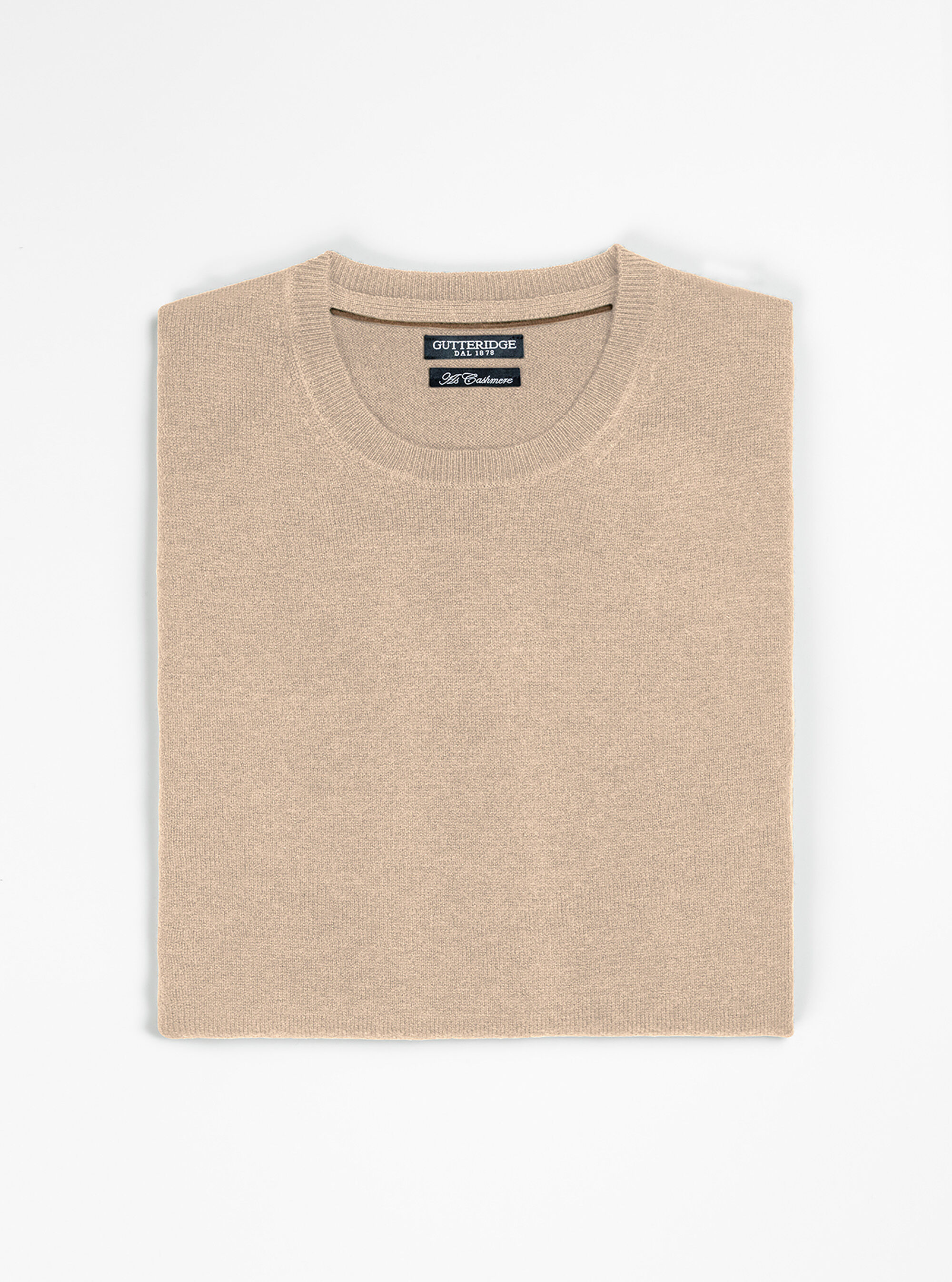 Maglia girocollo in lana lambswool e cashmere, ECRU