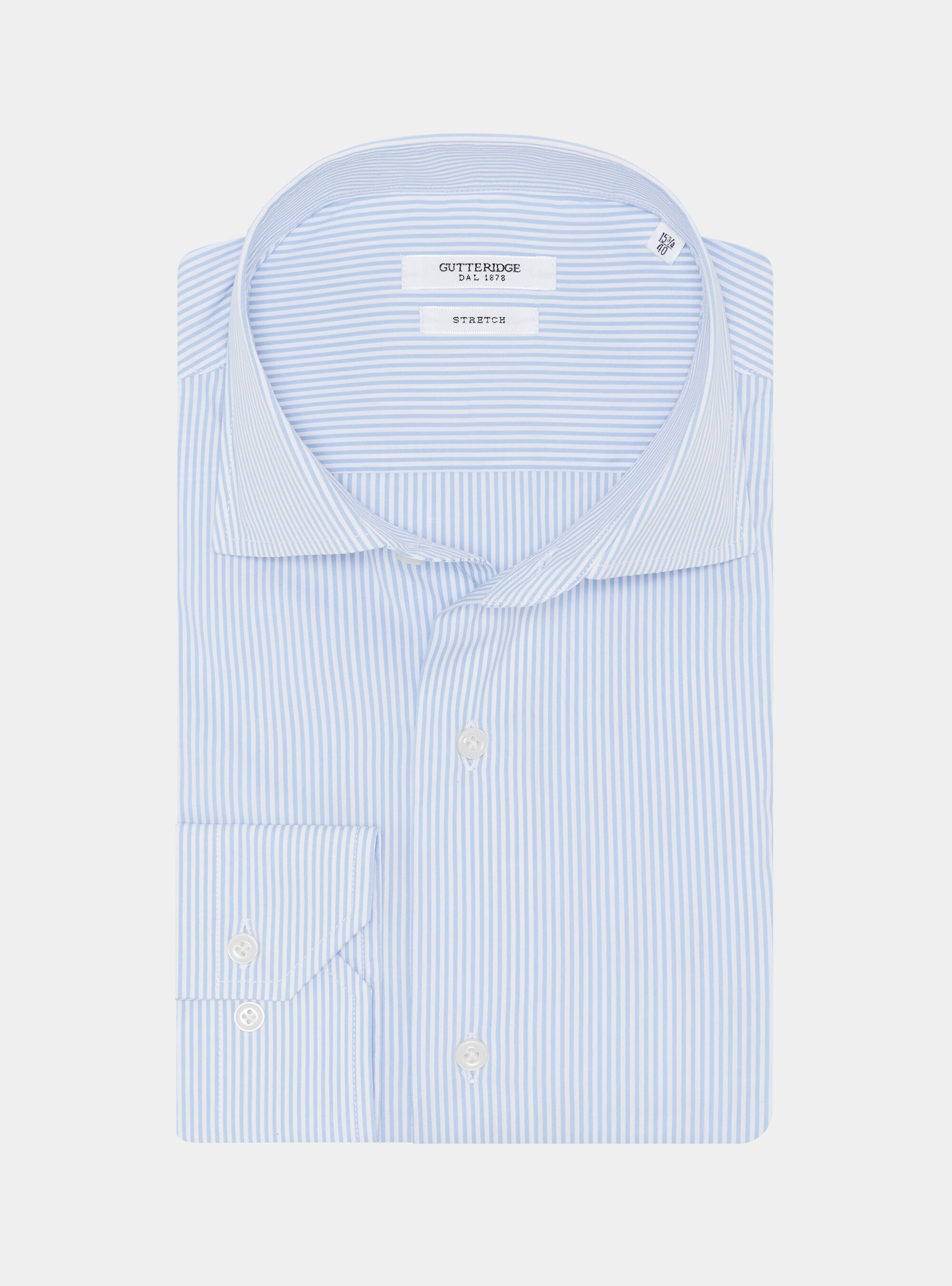 Striped cotton poplin stretch shirt, LIGHT BLUE