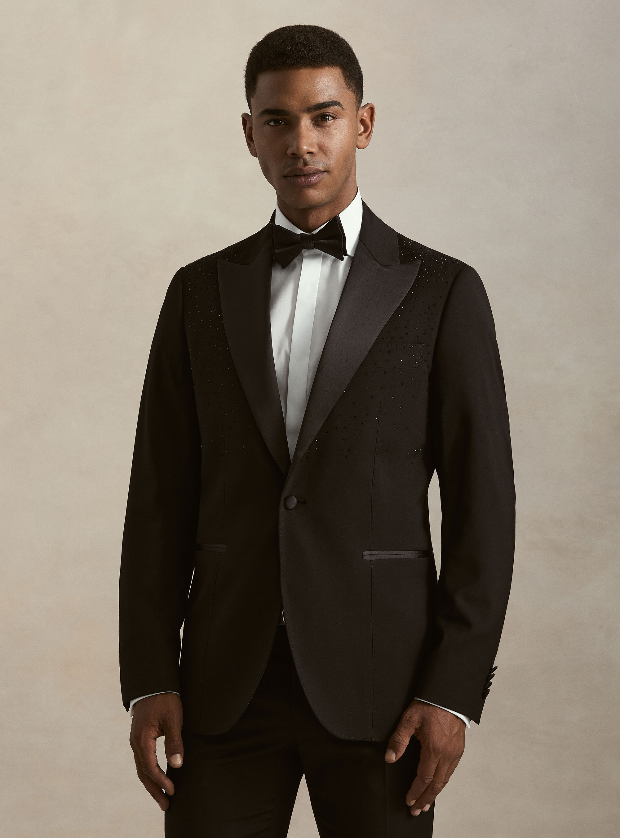 Black glitter tuxedo blazer
