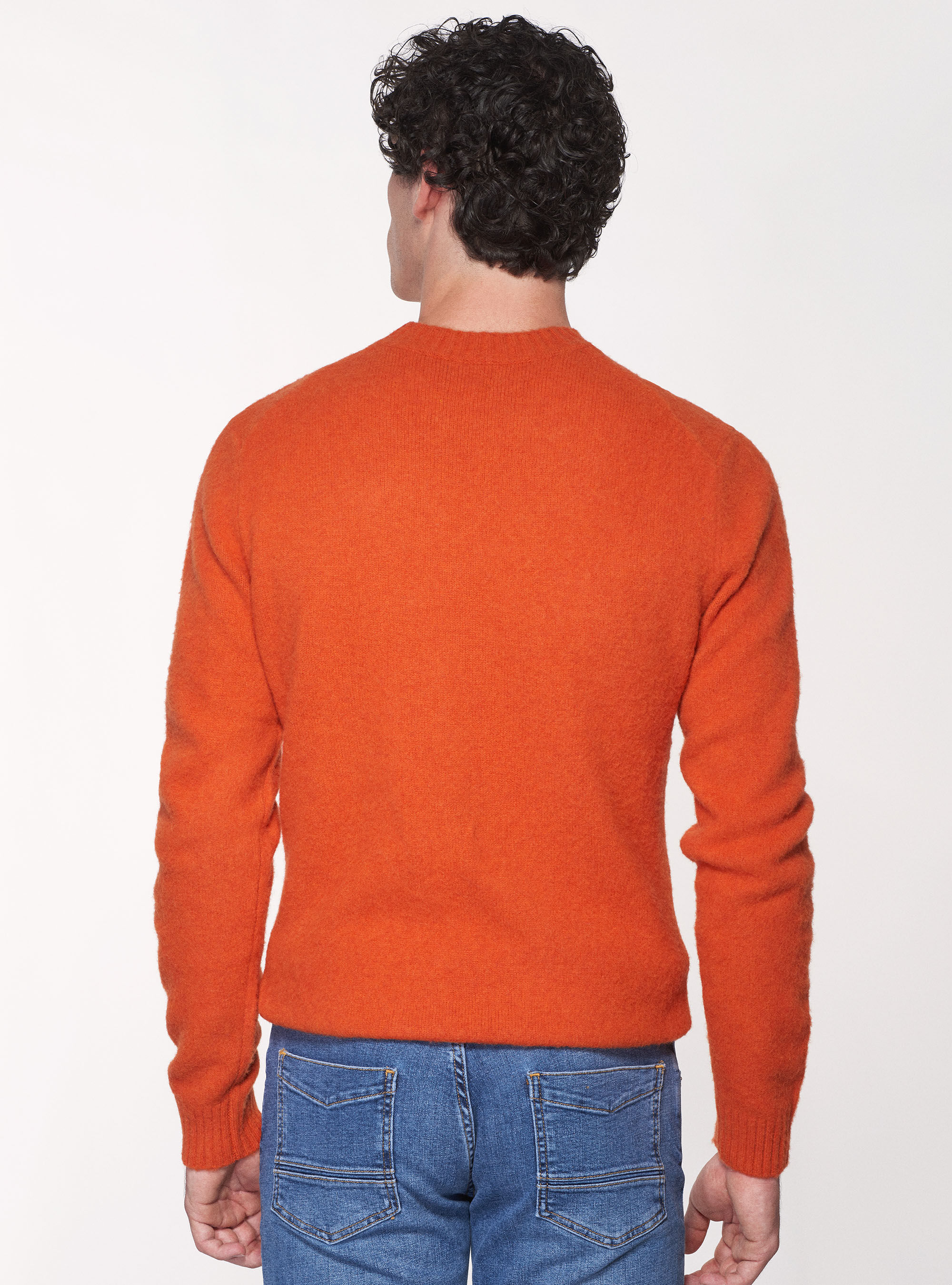 Brushed wool blend crew neck sweater