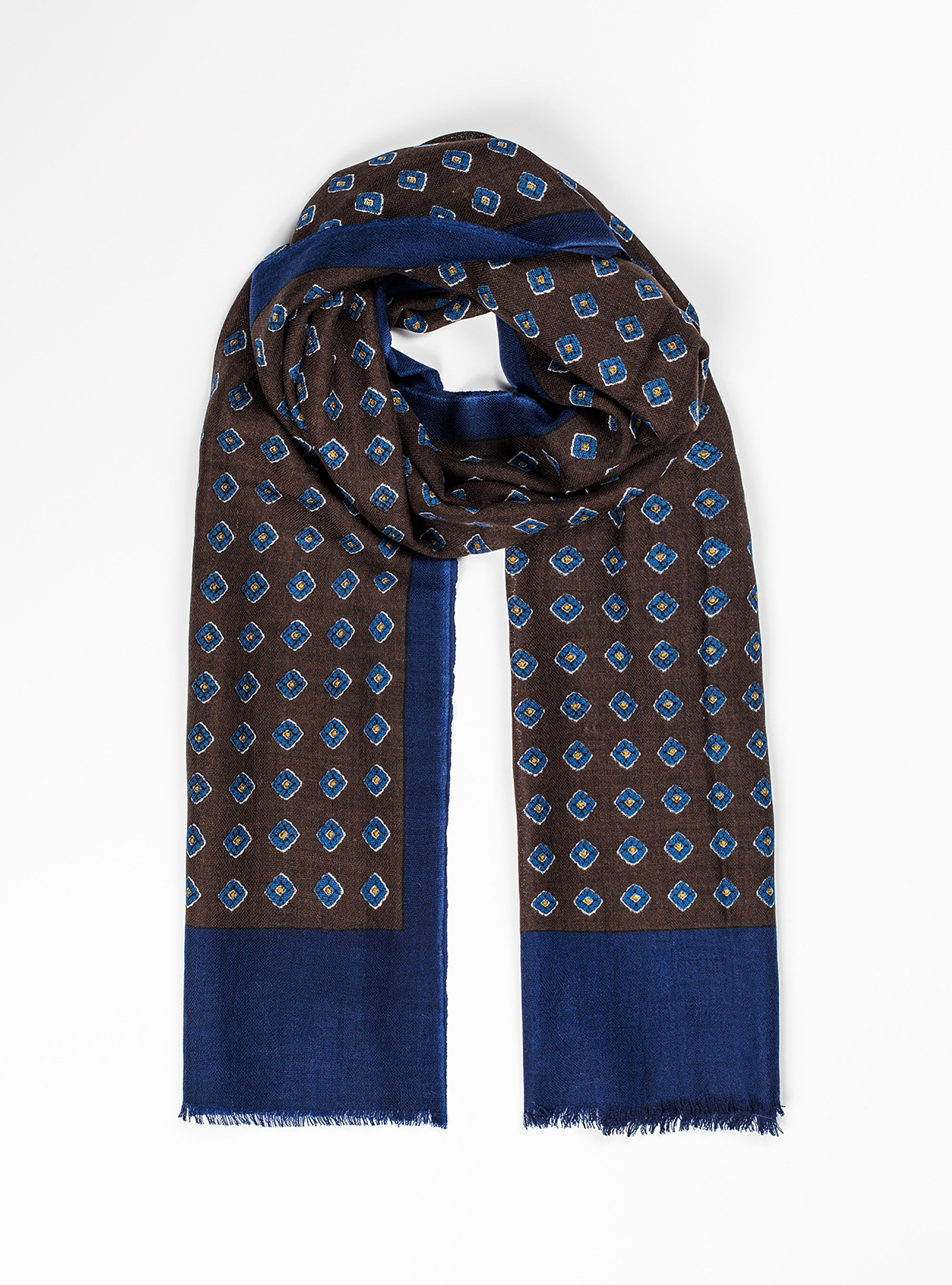 Sciarpa stampata 100% lana, BROWN