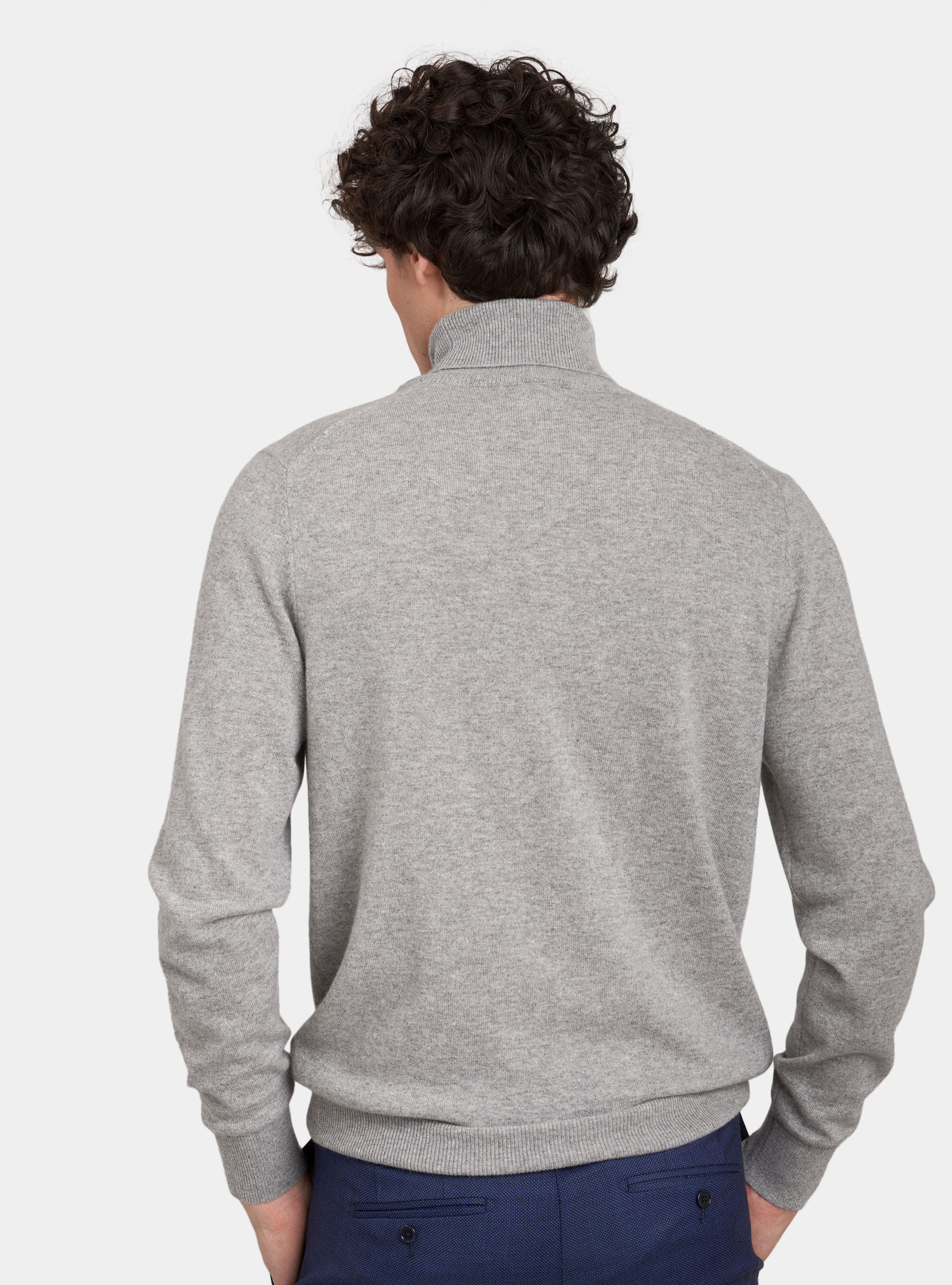 Pull col roul&eacute; 100% cachemire, GRIS CLAIR M&Atilde; LANG&Atilde;