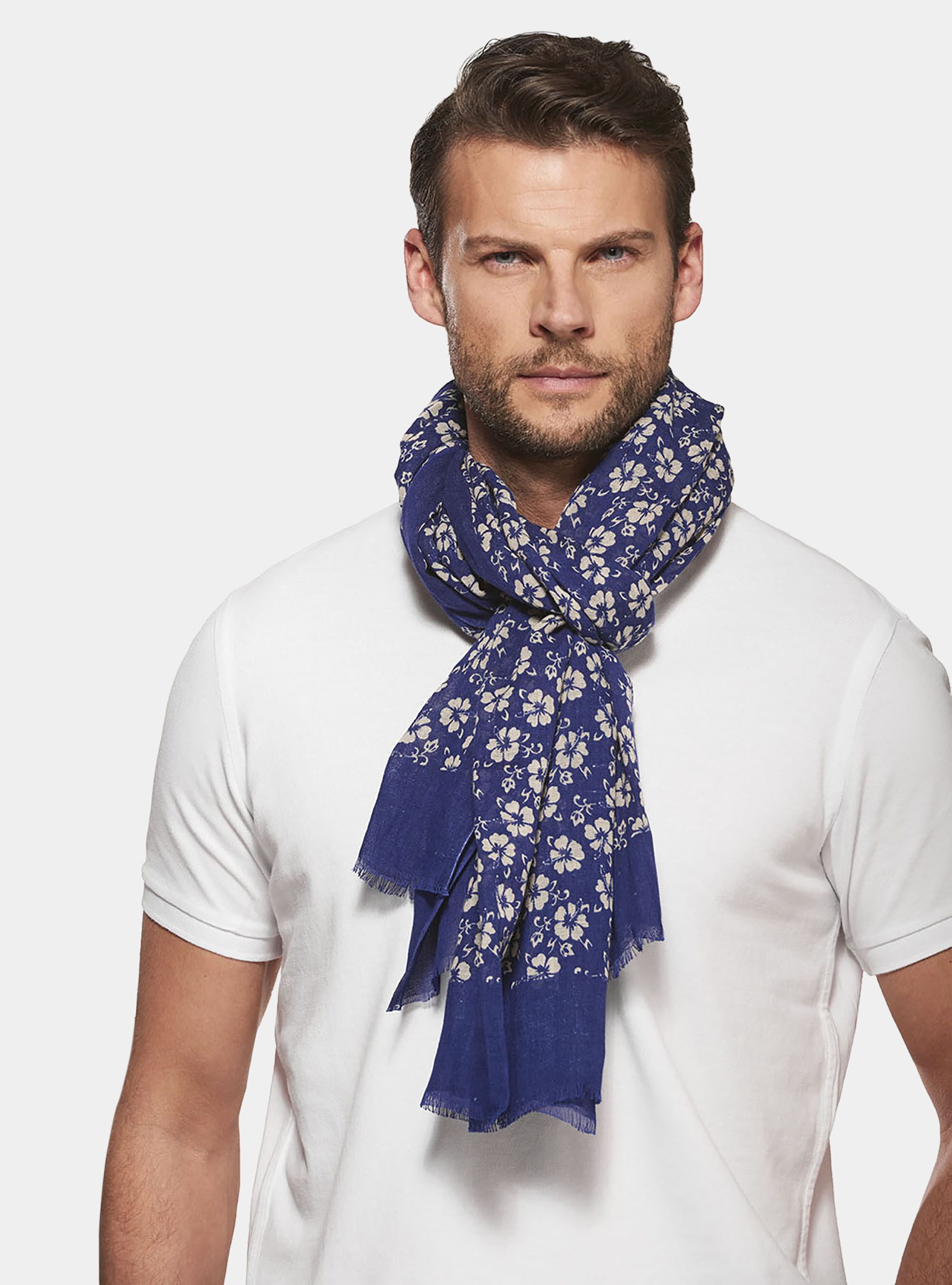Sale > blue patterned scarf > in stock