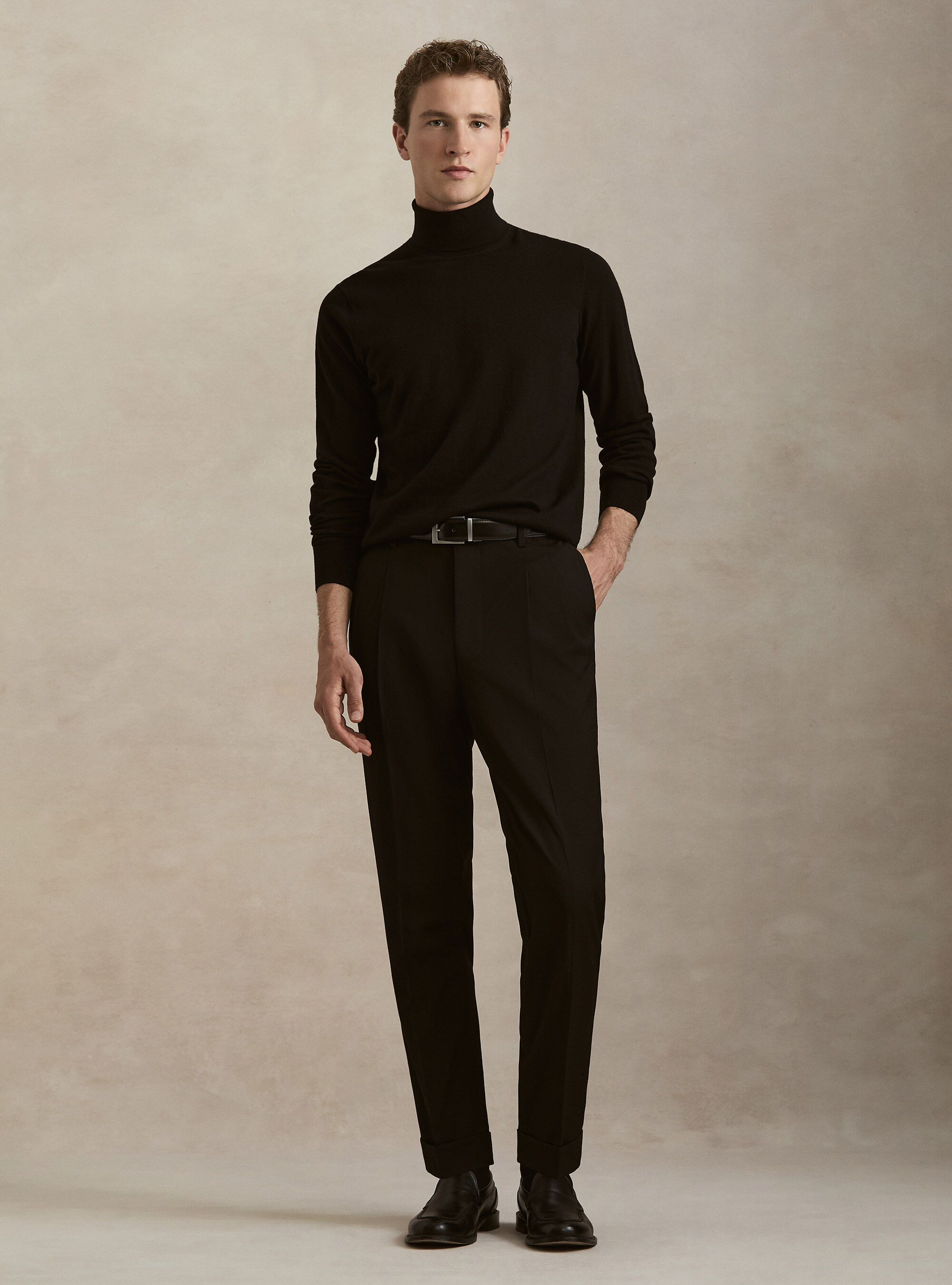 Dolcevita in cotone e cashmere, NERO