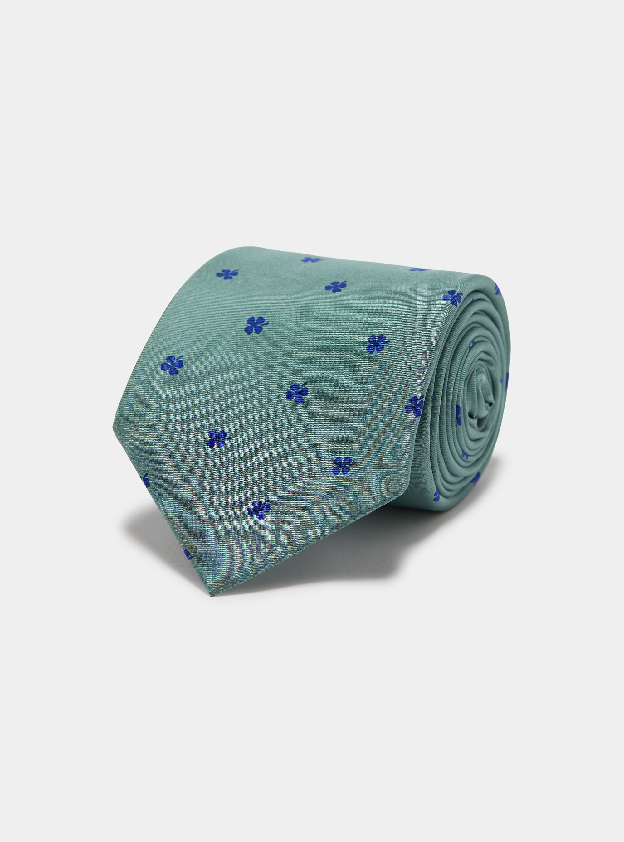 Silk tie with a four-leaf clover print
