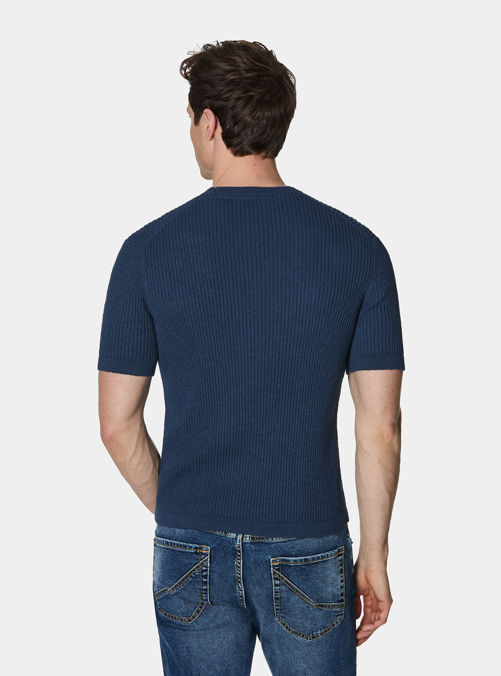 Rundhalsausschnitt aus Boucl&eacute;-Rippstrick, ENCRE