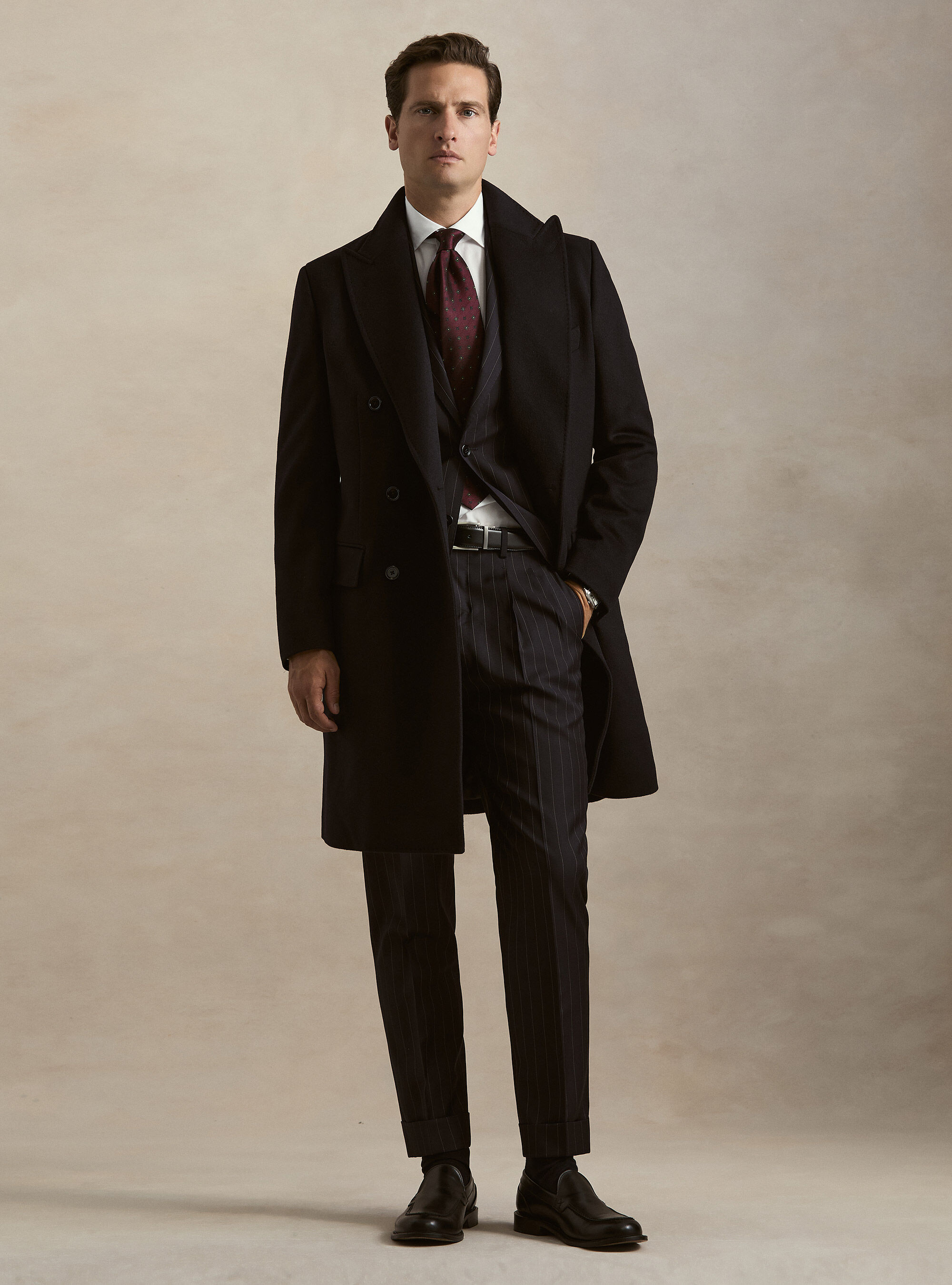 Double-breasted cashmere-blend coat
