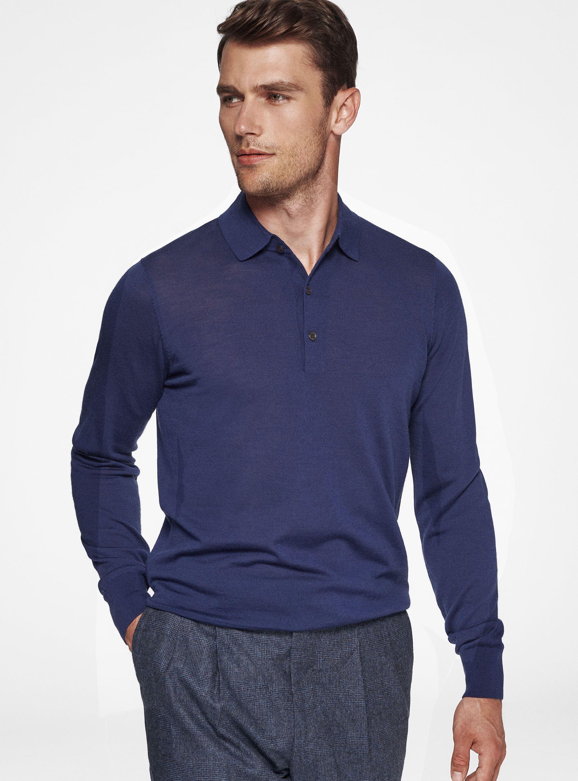 Polo en pure laine merinos extra fine